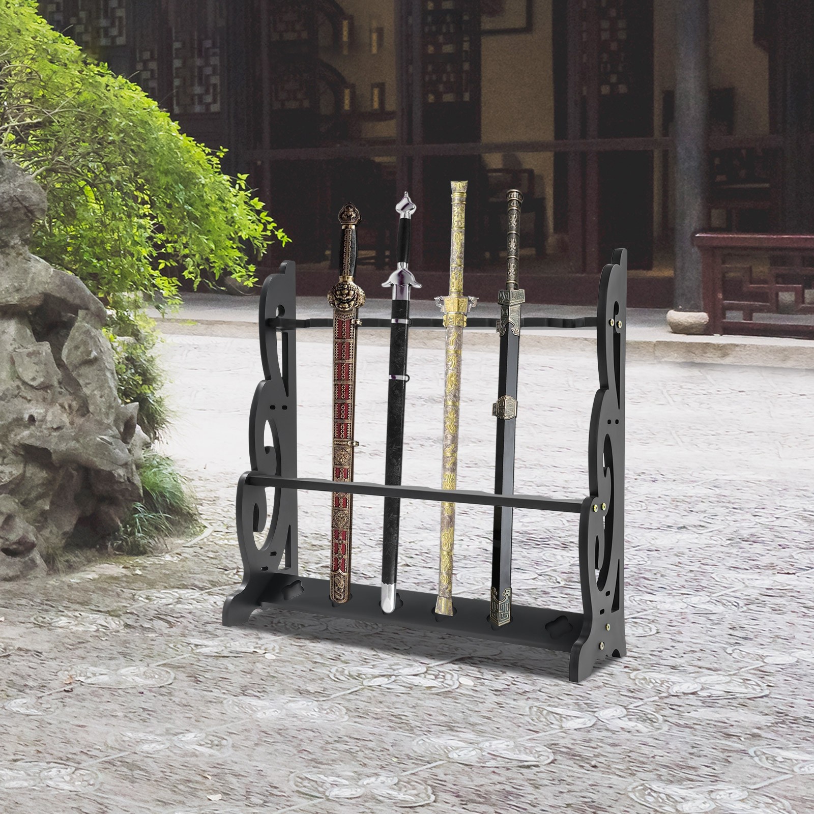 6 Hole Vertical Sword Sword Display Stand Adjustable Large Floor Sword Holder