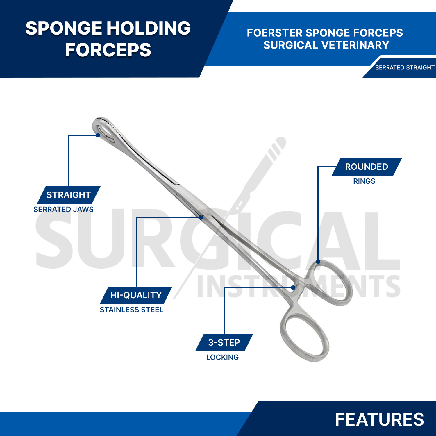 Body Piercing Forceps Kit Hemostat Sponge Clamp 7" Straight German Grade