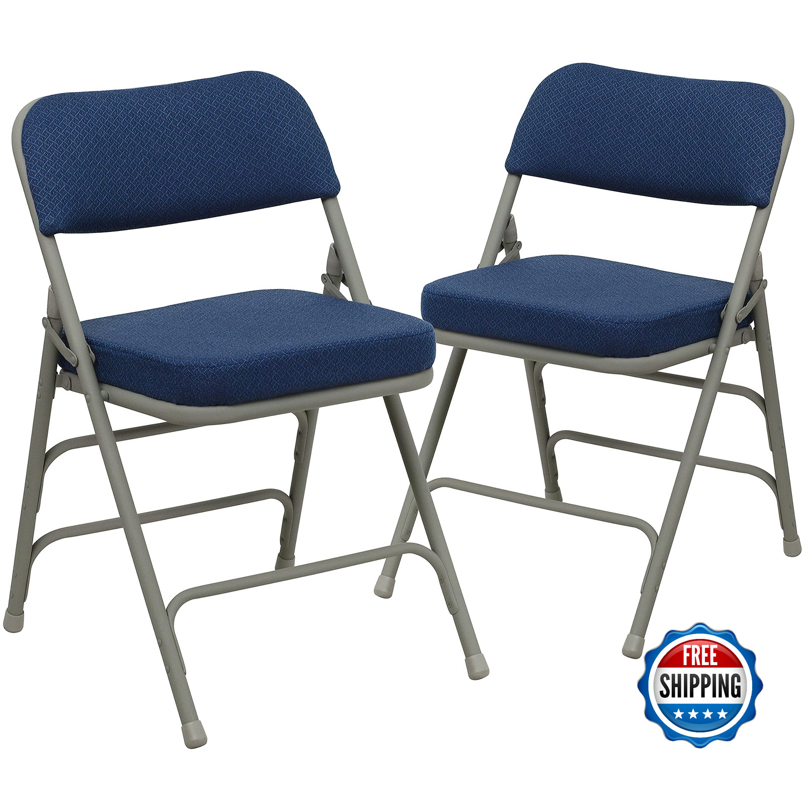 Flash Furniture Hercules Metal Folding Chairs w/ Cushioned Fabric Seat - Set of