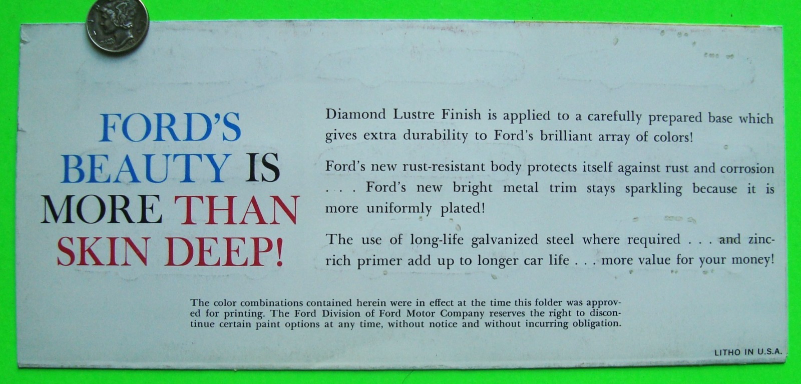 1962 FORD FACTORY COLOR CHIPS BROCHURE Falcon GALAXIE Wagons ORIGINAL Xlnt