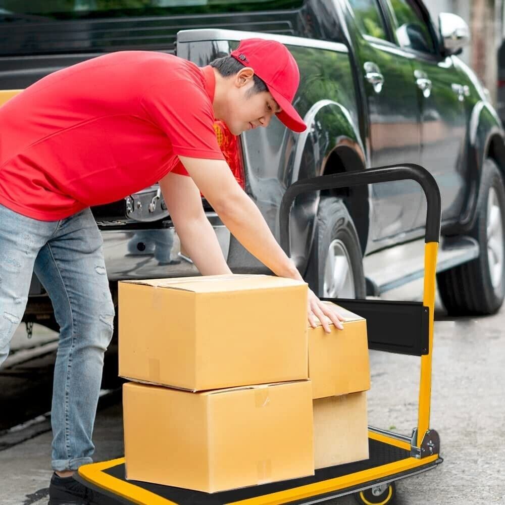 ( USED ) Folding Hand Truck Dolly Cart Wheels Luggage Cart Trolley Moving 330lbs