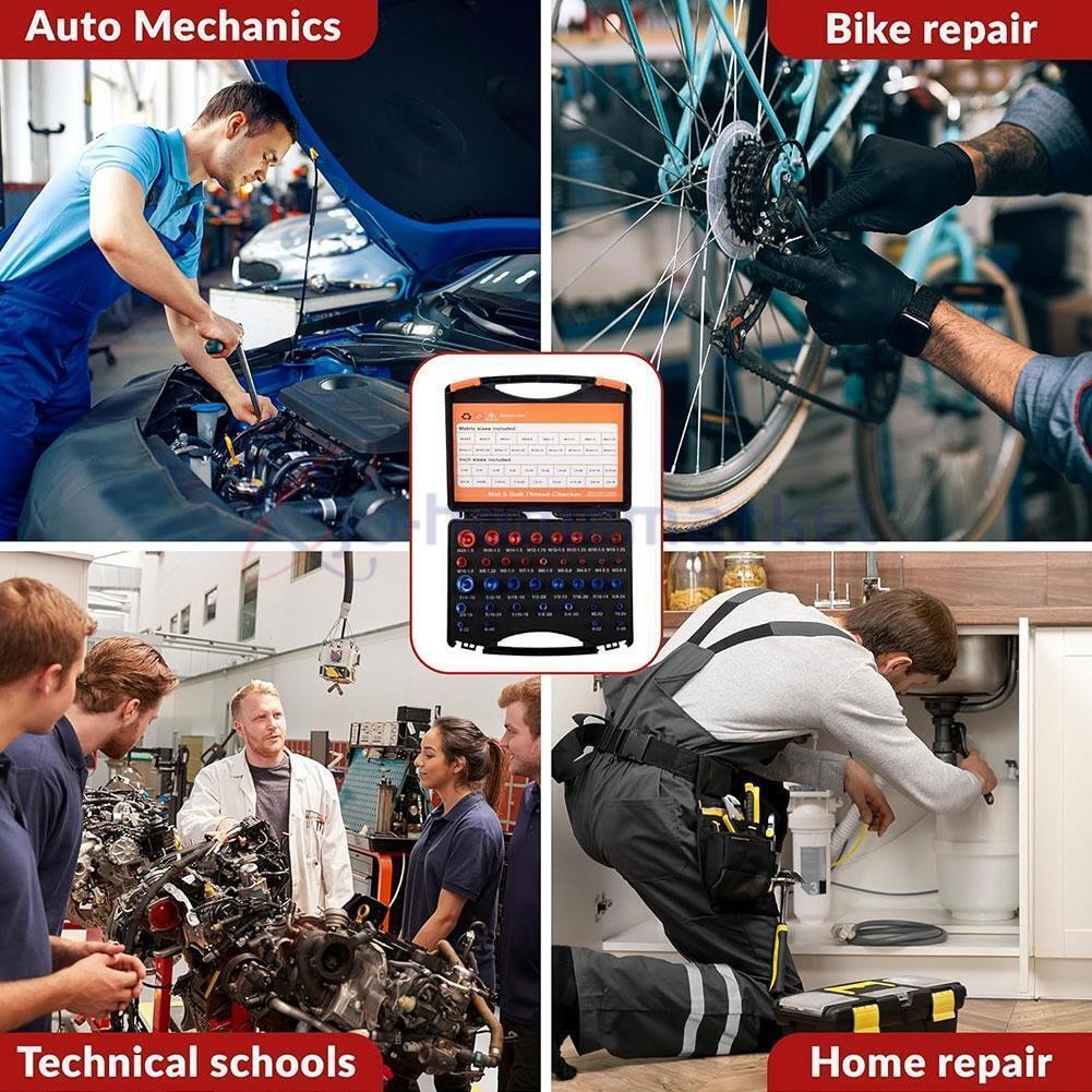 44pcs Inch & Metric Nut & Bolt Thread Checker Gauge Set