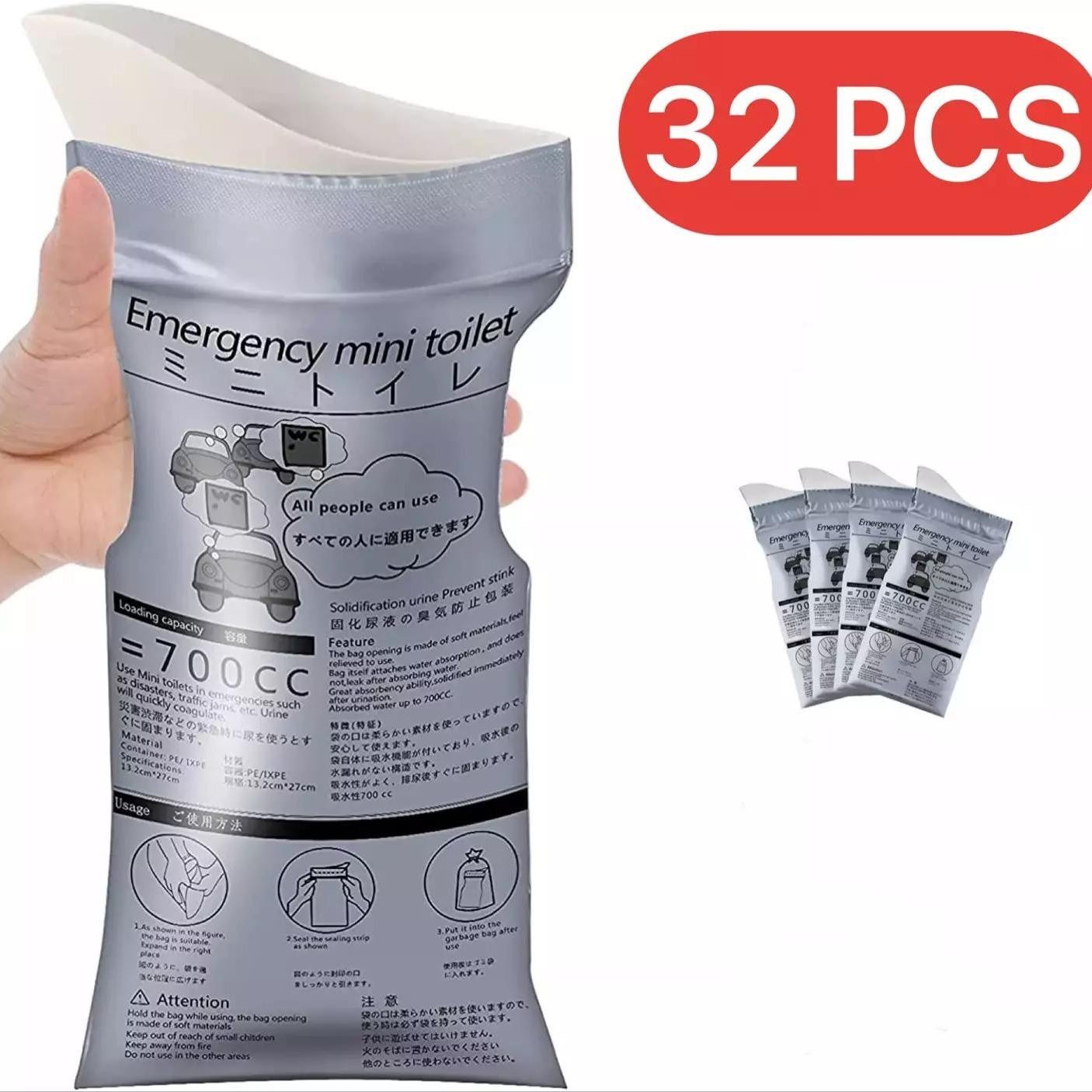 32 PCS Disposable Emergency Urinal Bag,Travel Pee Portable Camping Pee Bags