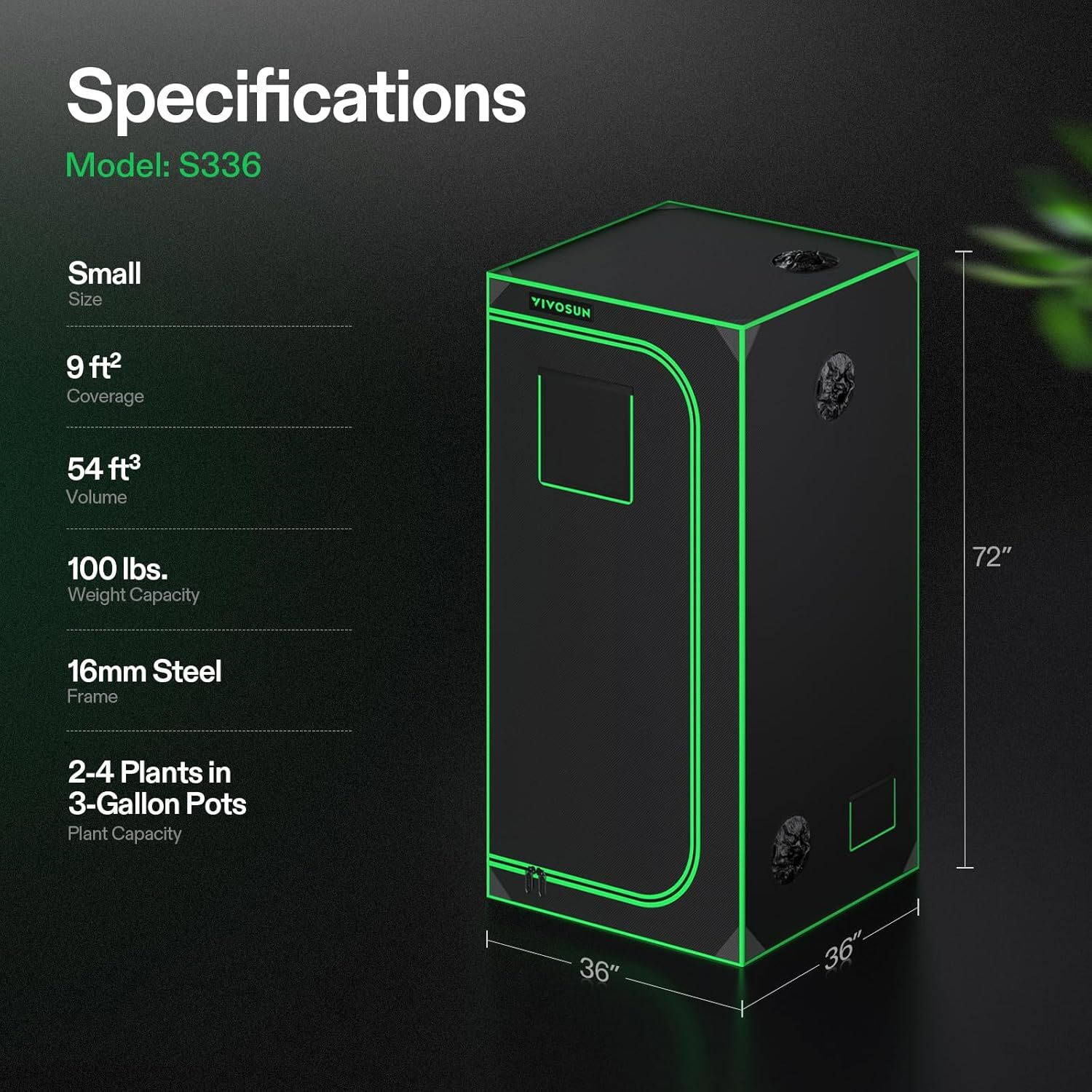 VIVOSUN 3x3ft Hydroponic Grow Tent 36"x36"x72" & 4" Inline Duct Fan Kit 203CFM