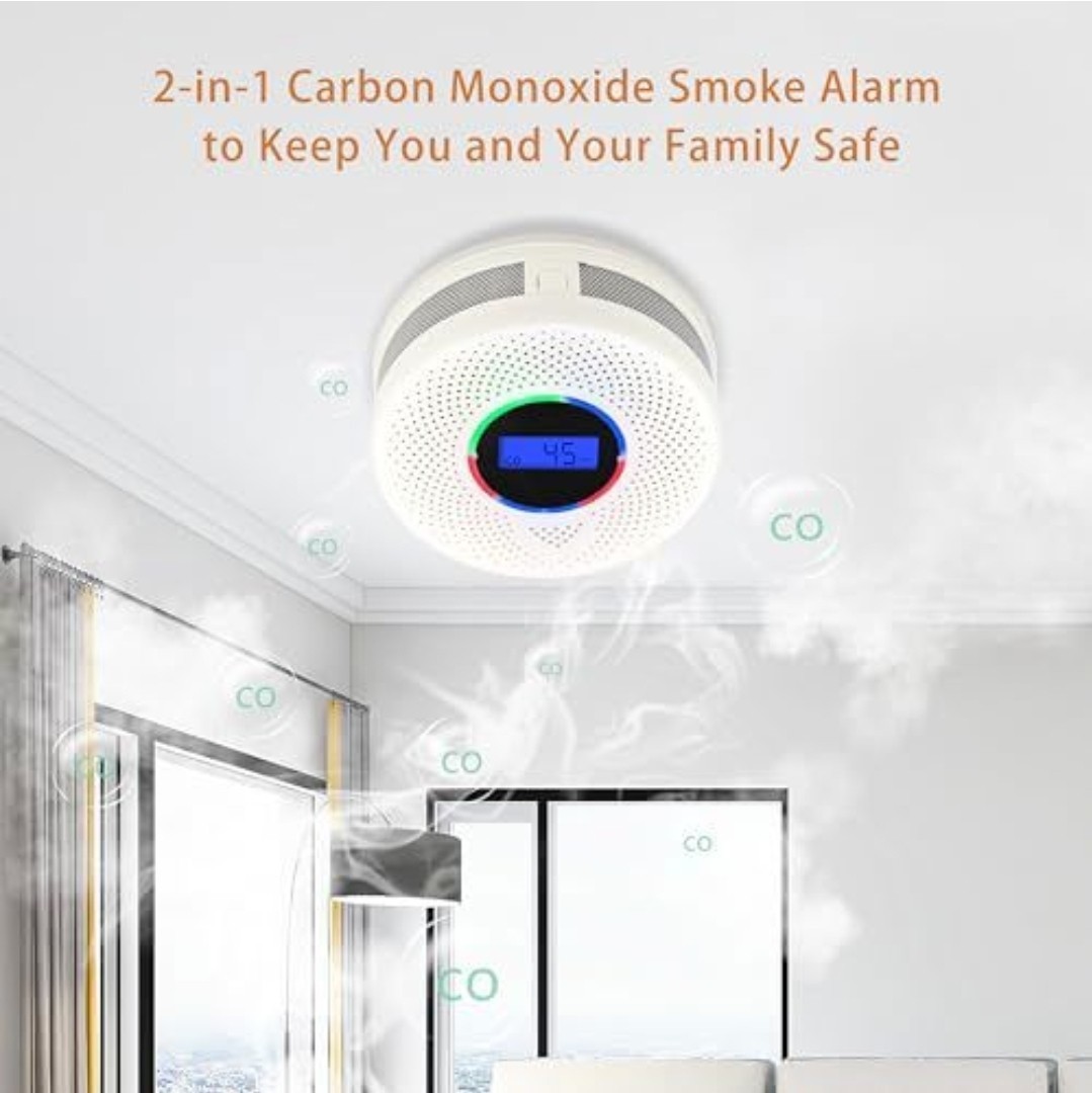 6 Pack Upgraded Interlinked Smoke Carbon Monoxide Detector, Battery Powered