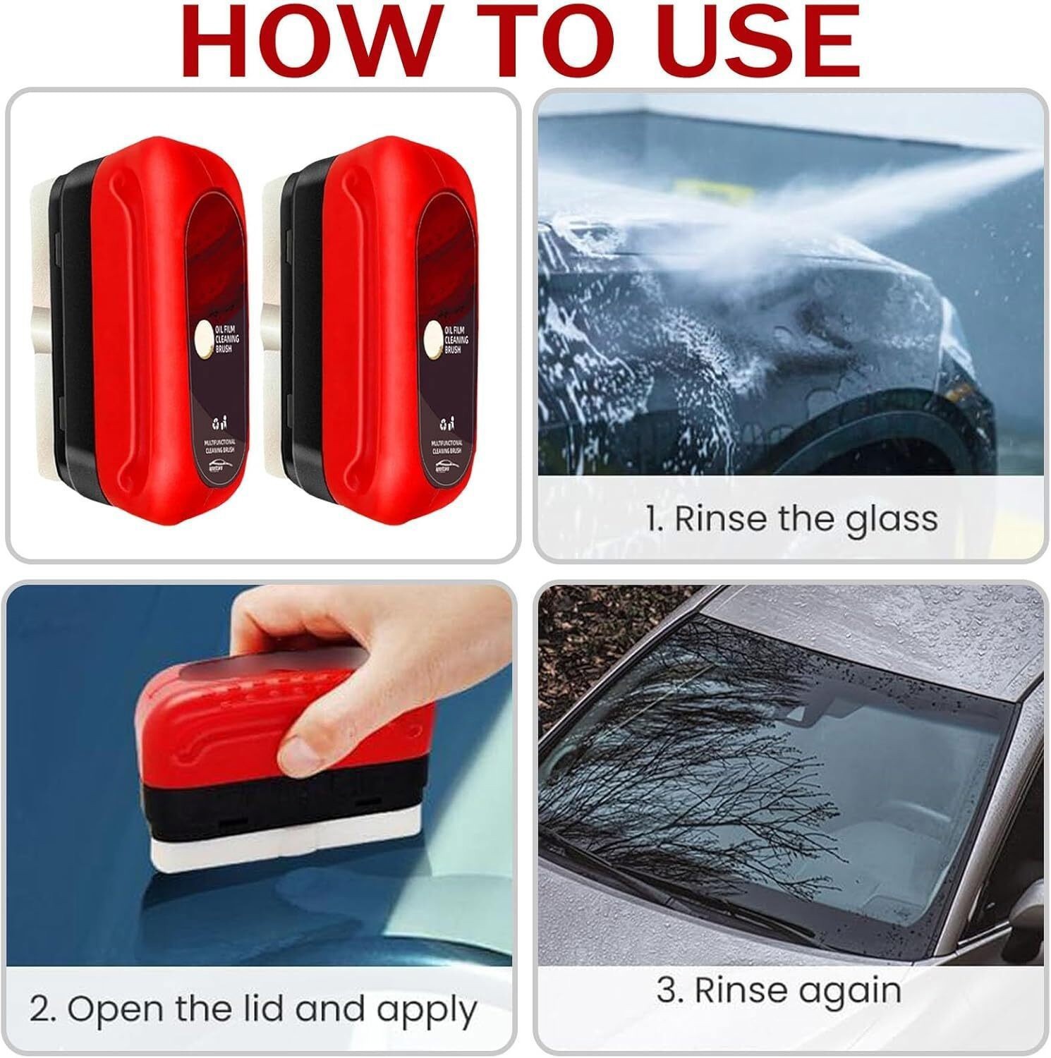 240ML Automotive Oil Film Cleaning Brush Glass Board Car Windows Cleaning Brush