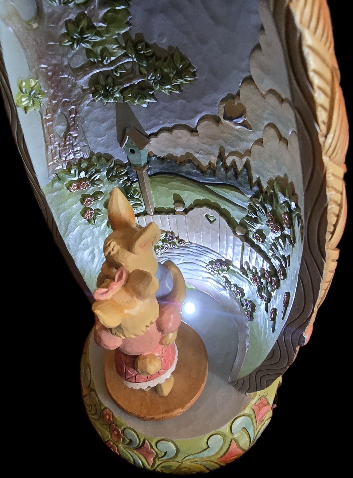 Jim Shore Heartwood Creek 11" Lit & Rotating Hatching a Happy Easter Bunny Coupl