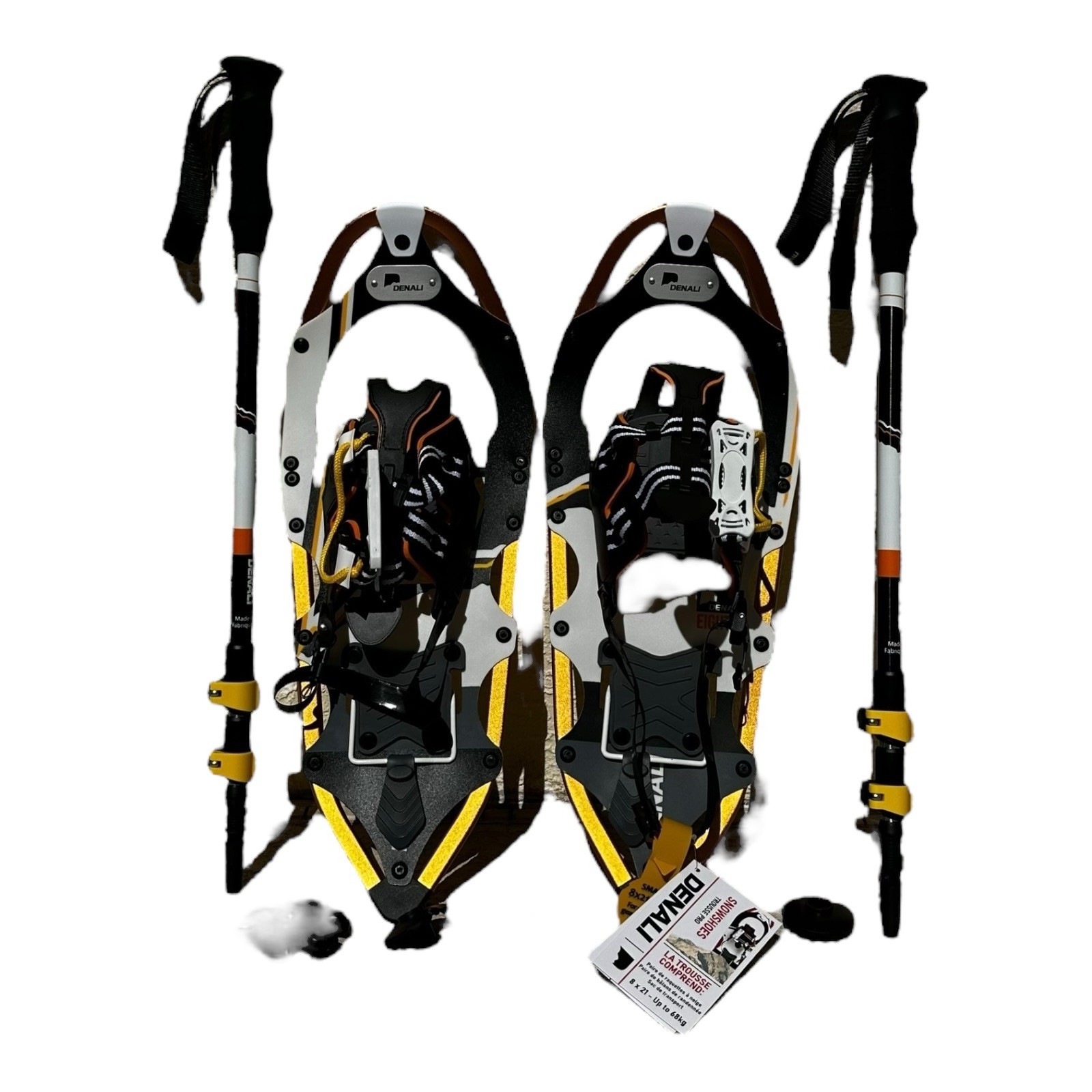 Denali Pro Snowshoes 8x21 Winter Hiking Kit w/ Poles & Carry Bag – 150 lb Rated