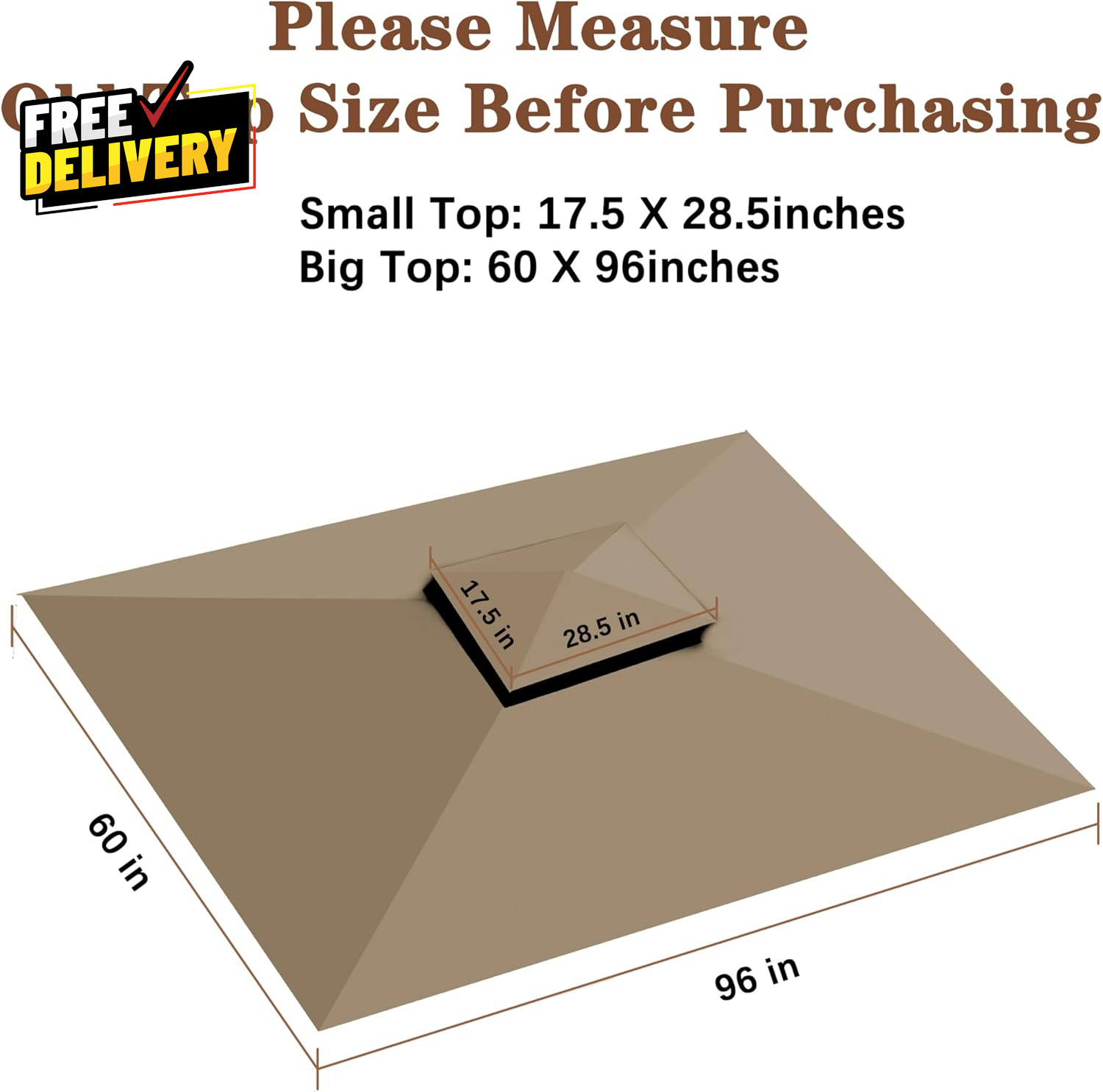 Replacement Canopy Grill BBQ Gazebo Roof Top for Gazebo Model L-GZ238PST-11 Only