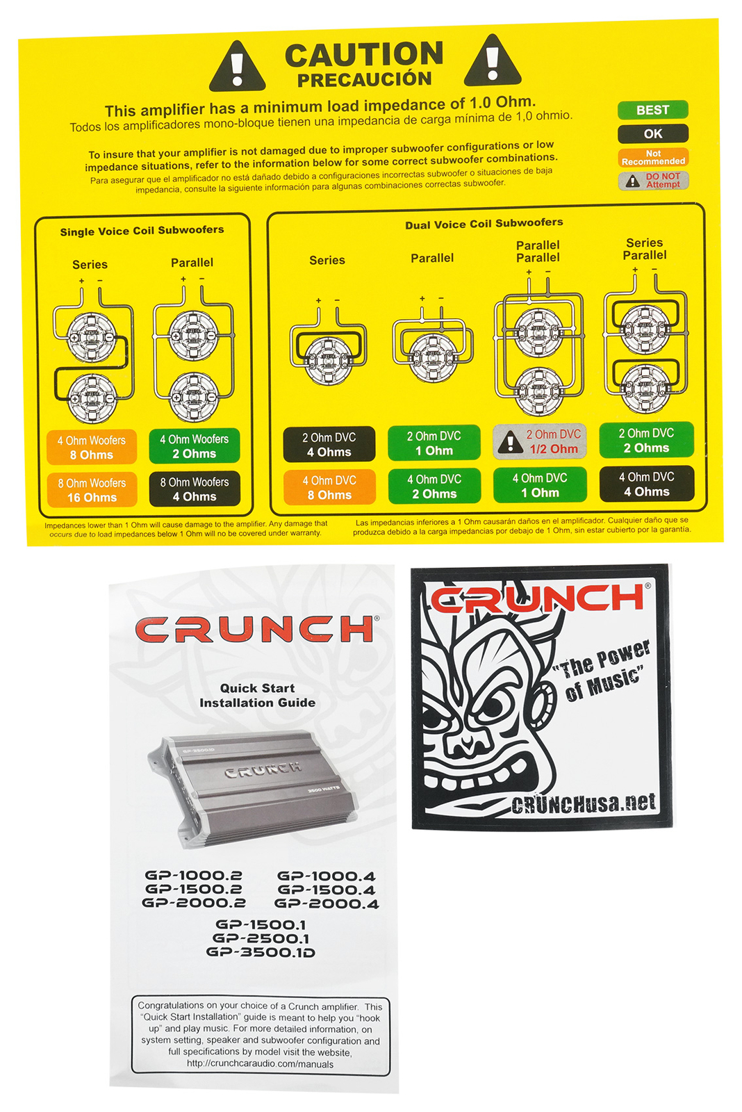 Crunch GP-3500.1D 3500 Watt @ 1 Ohm Mono Car Amplifier Audio Amp Class D