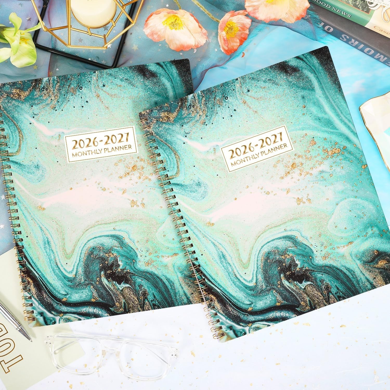 Convenient 2026-2027 Calendar Planner | 9" x 11" with Monthly Tabs & Pockets