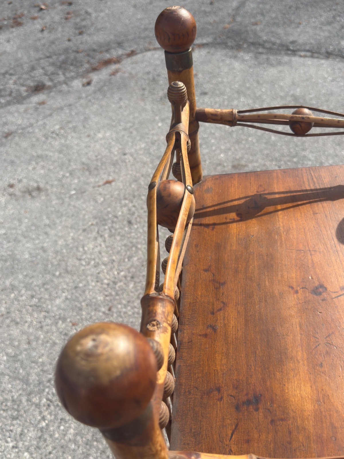 antique victorian stick and ball eastlake bamboo bookshelf magazine rack 1890
