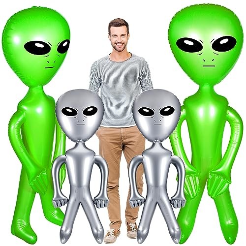 4 Pcs 63/35 Inch Halloween Giant Alien Inflatable Jumbo Blow up Green Alien