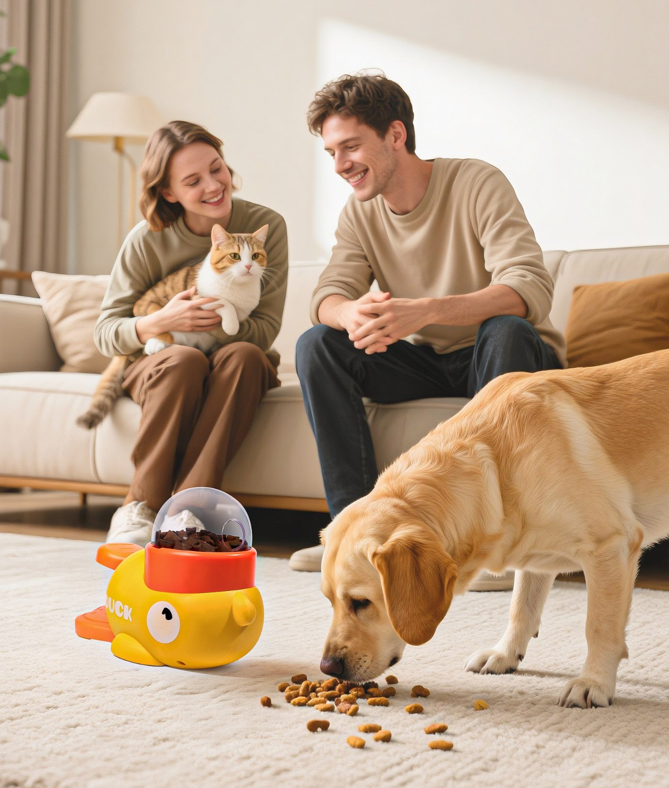 Duck Dog Food Treat Dispenser, 2-in-1 Interactive Dog Puzzle Toy Slow Feeder-USA