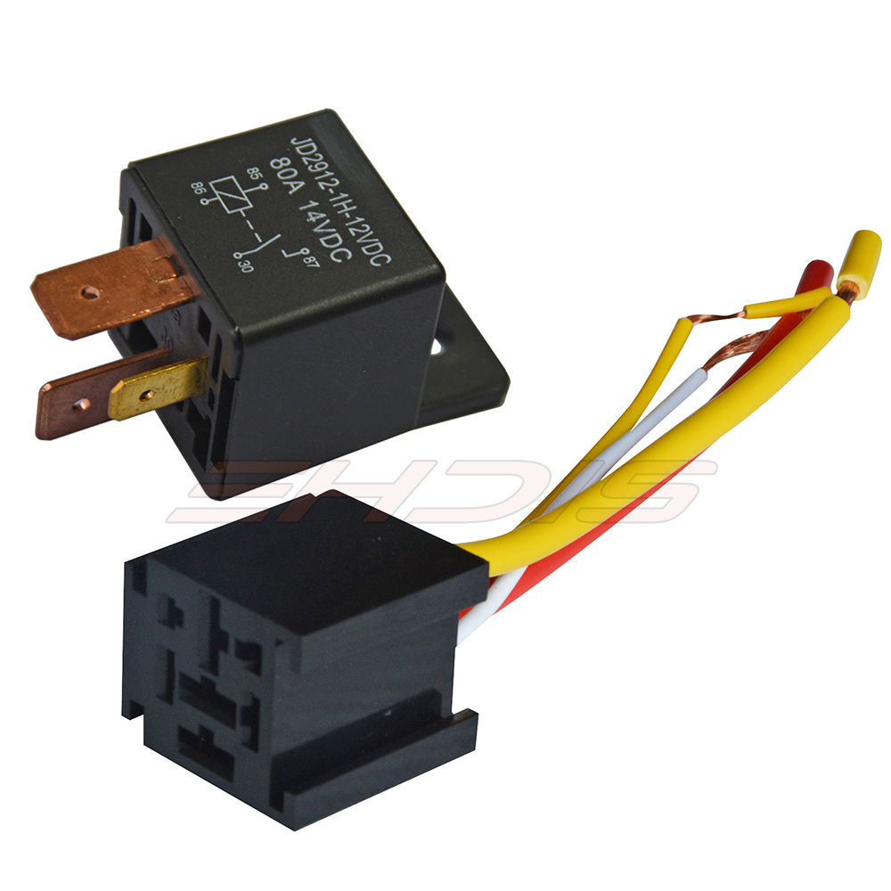2 PCS Car Relay 4Pin DC 12V 80A Normally Open SPST with Relay Socket Plug 4 Wire