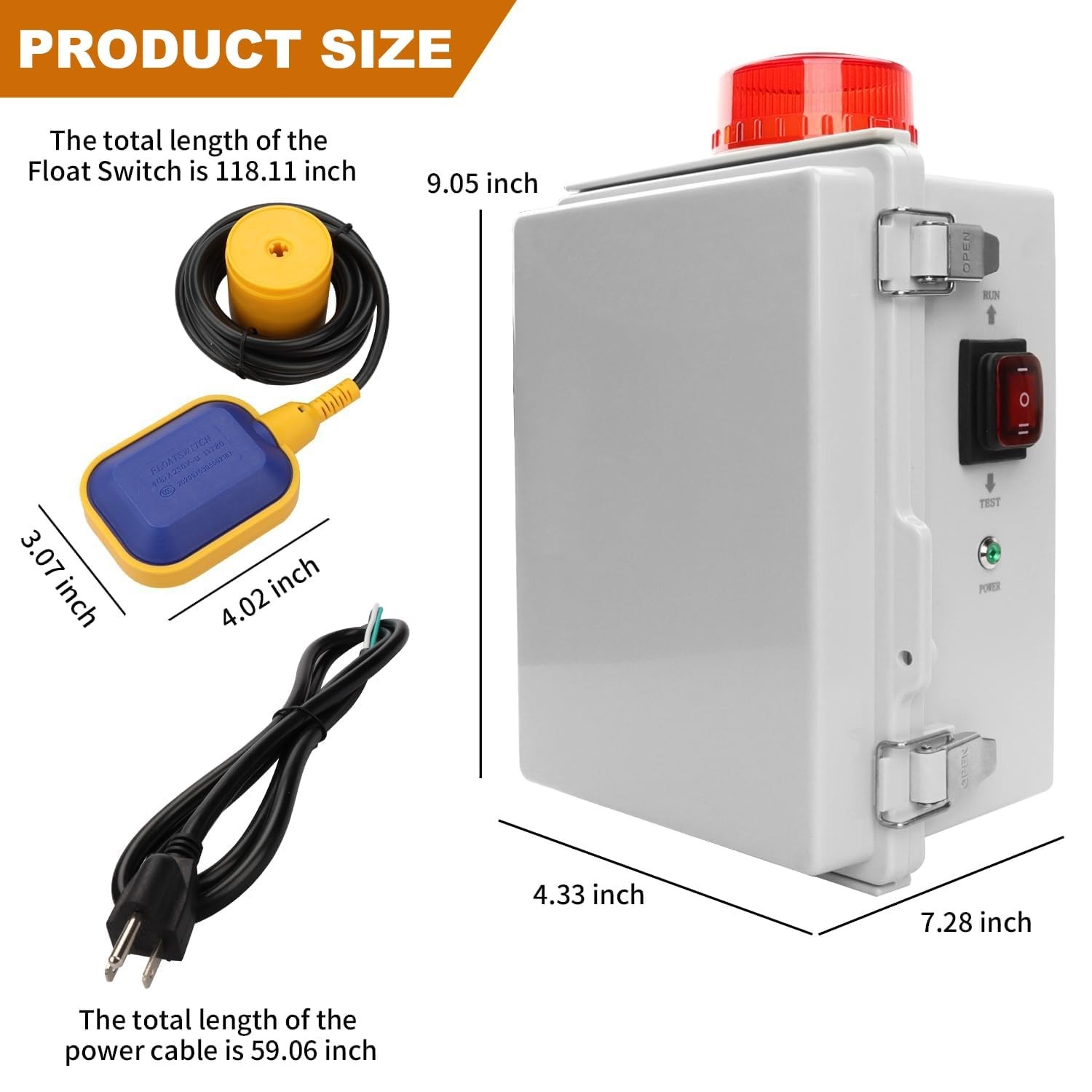 Upgraded Septic Control Panel with Septic Alarm, Pump Circuit Breaker, 14 AWG