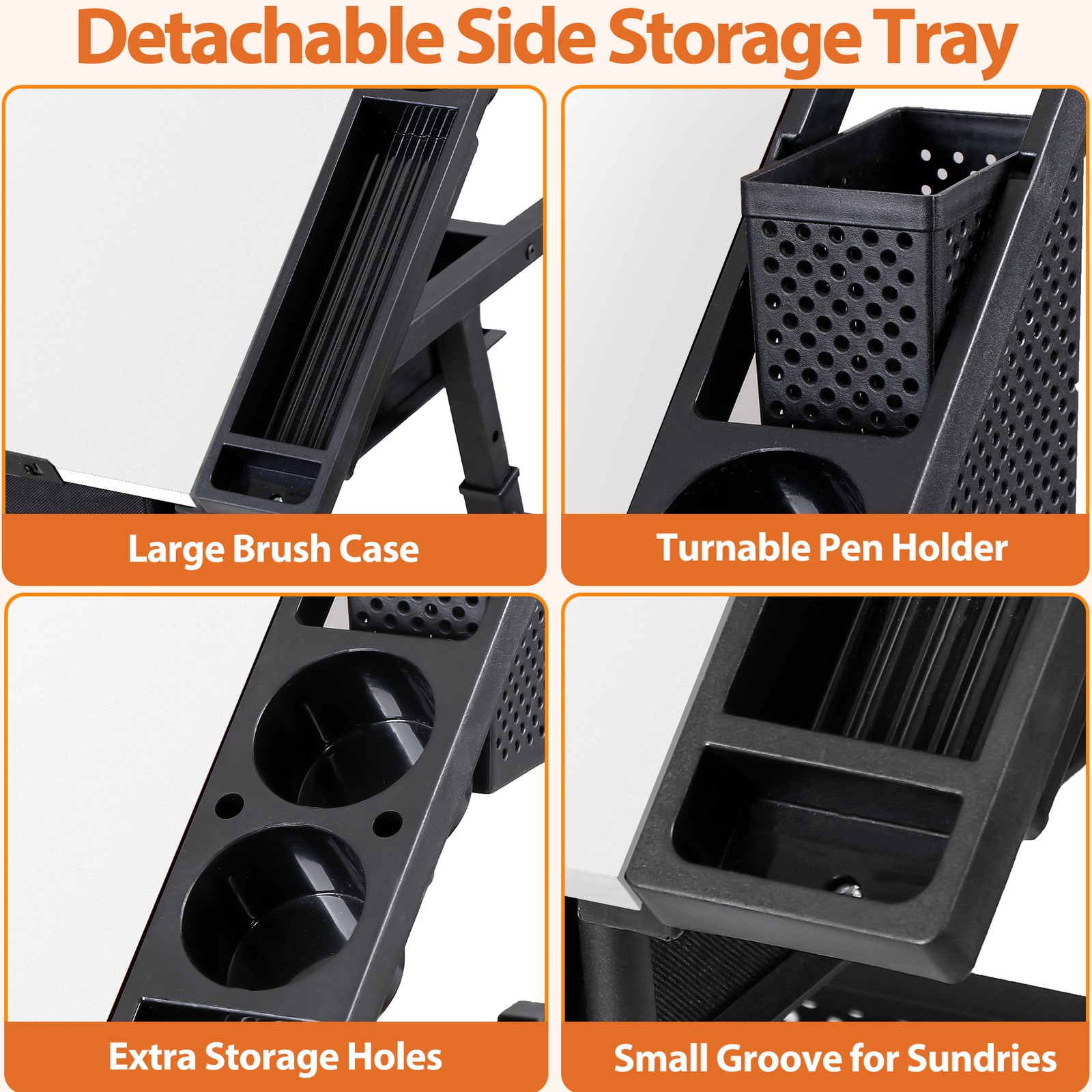 Drafting Table Drawing Desk Adjustable Tabletop w/Charging Station & Stool White