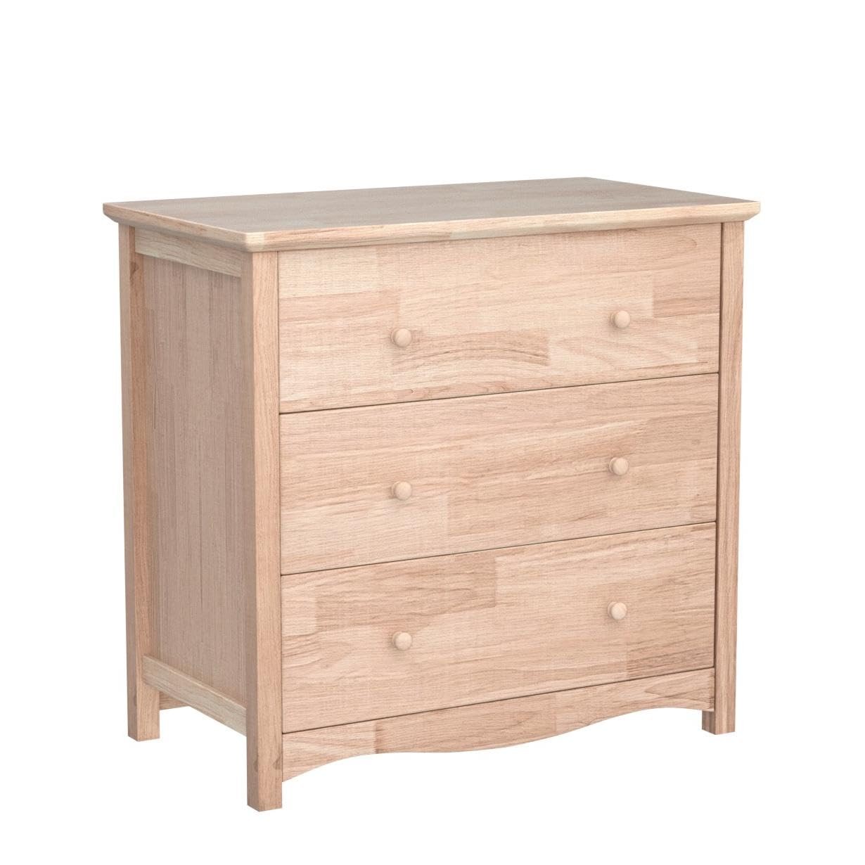 Unfinished Solid Wood Dresser Color DIY, 3 Drawer Dresser for Bedroom, Natural
