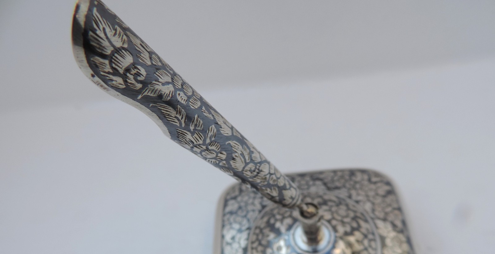 Thai Nakon Siam Sterling Silver Niello Pen Pencil Holder box Desktop Stand 205g