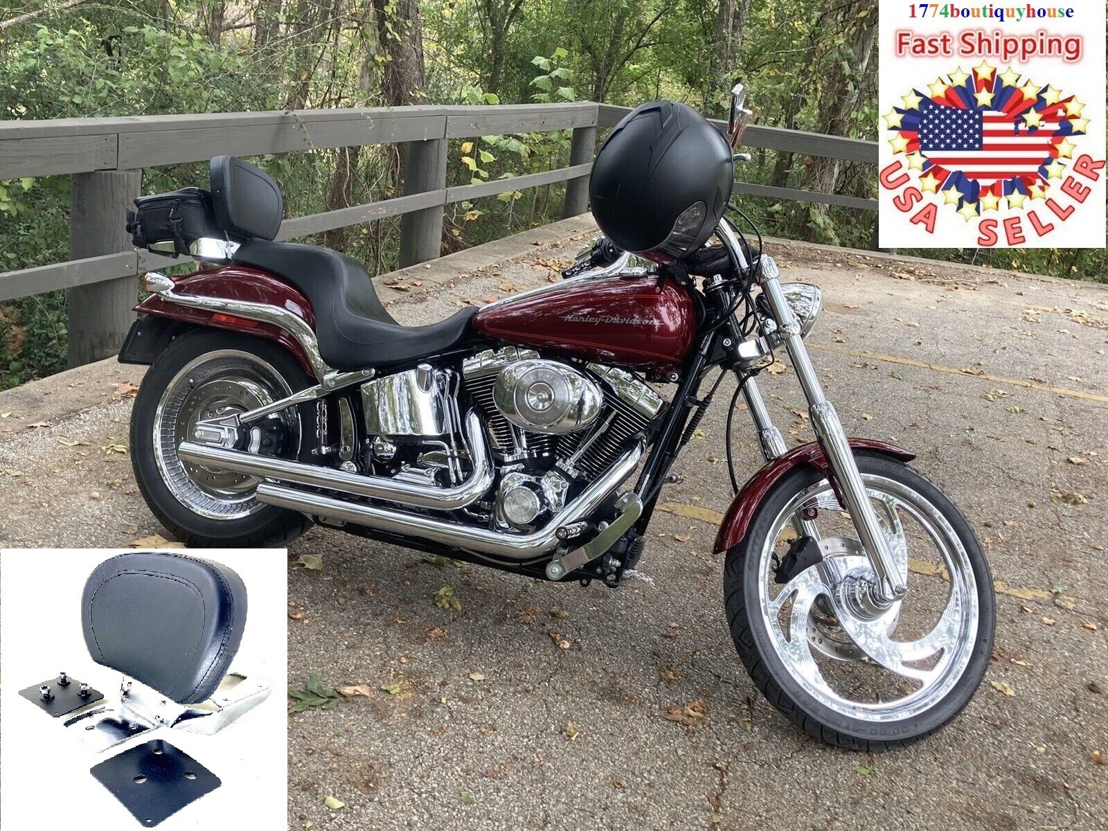 NEW Tall Backrest SISSY BAR LUGGAGE RACK Harley Softail Deuce 00-2007 51114-02HD