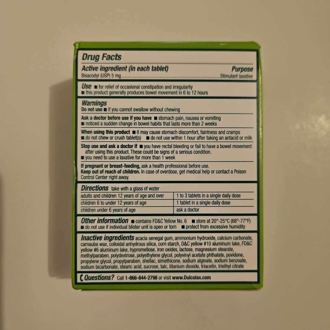 Dulcolax Laxative Tablets Reliable Overnight Relief 100 Ct Exp 2025+