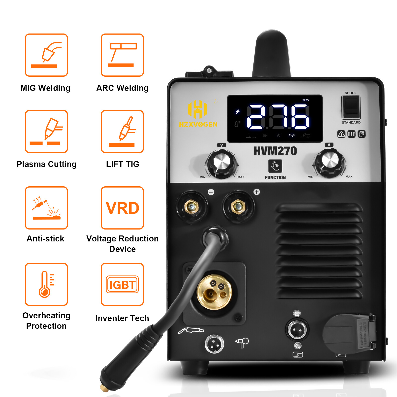 5 in 1 MIG/CUT/TIG/MMA Welder 250A MIG Welder Plasma Cutter 220V Gas/Gasless US