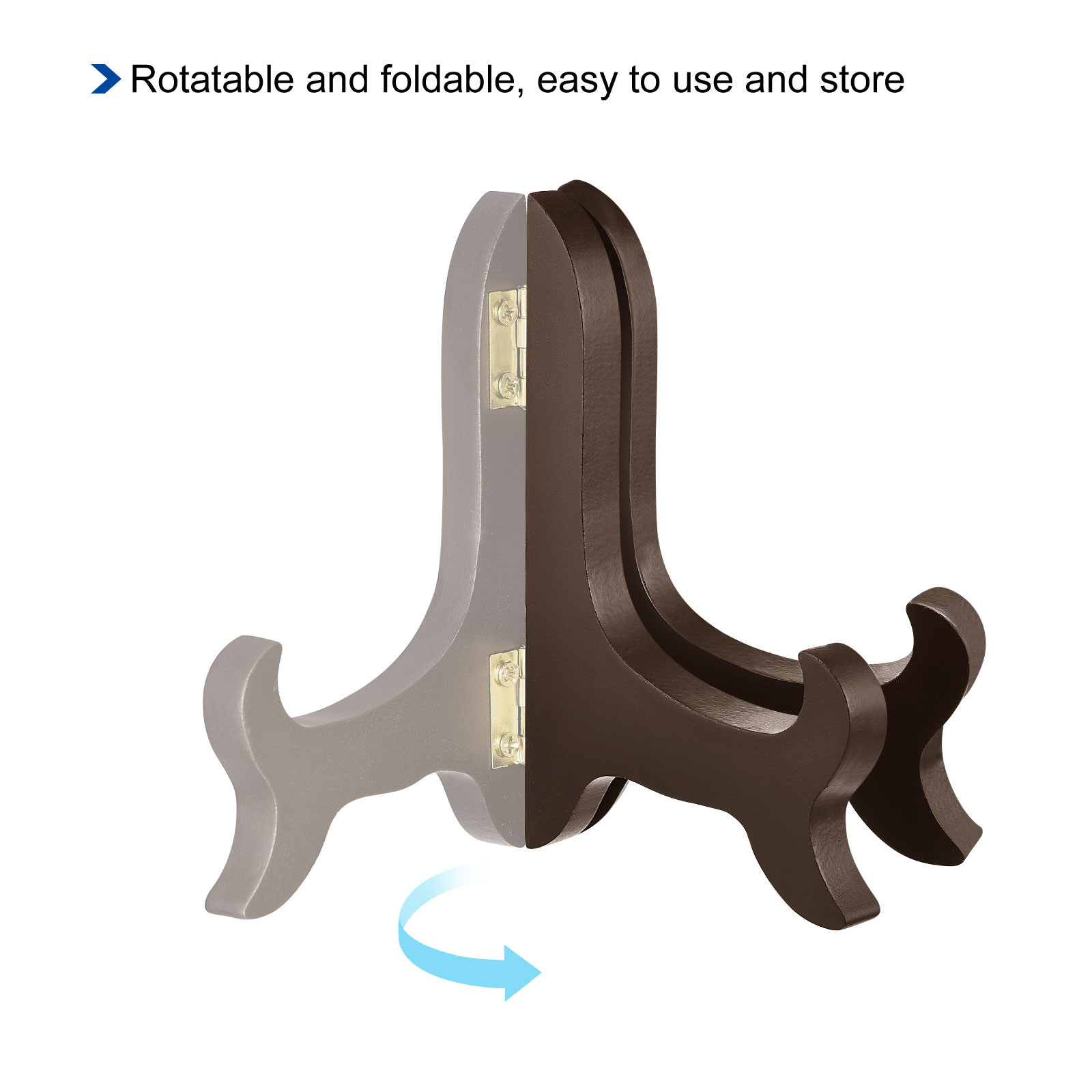 2pcs 4" Easel Plate Holder Wooden Folding Display Stand Brown for Picture Frame