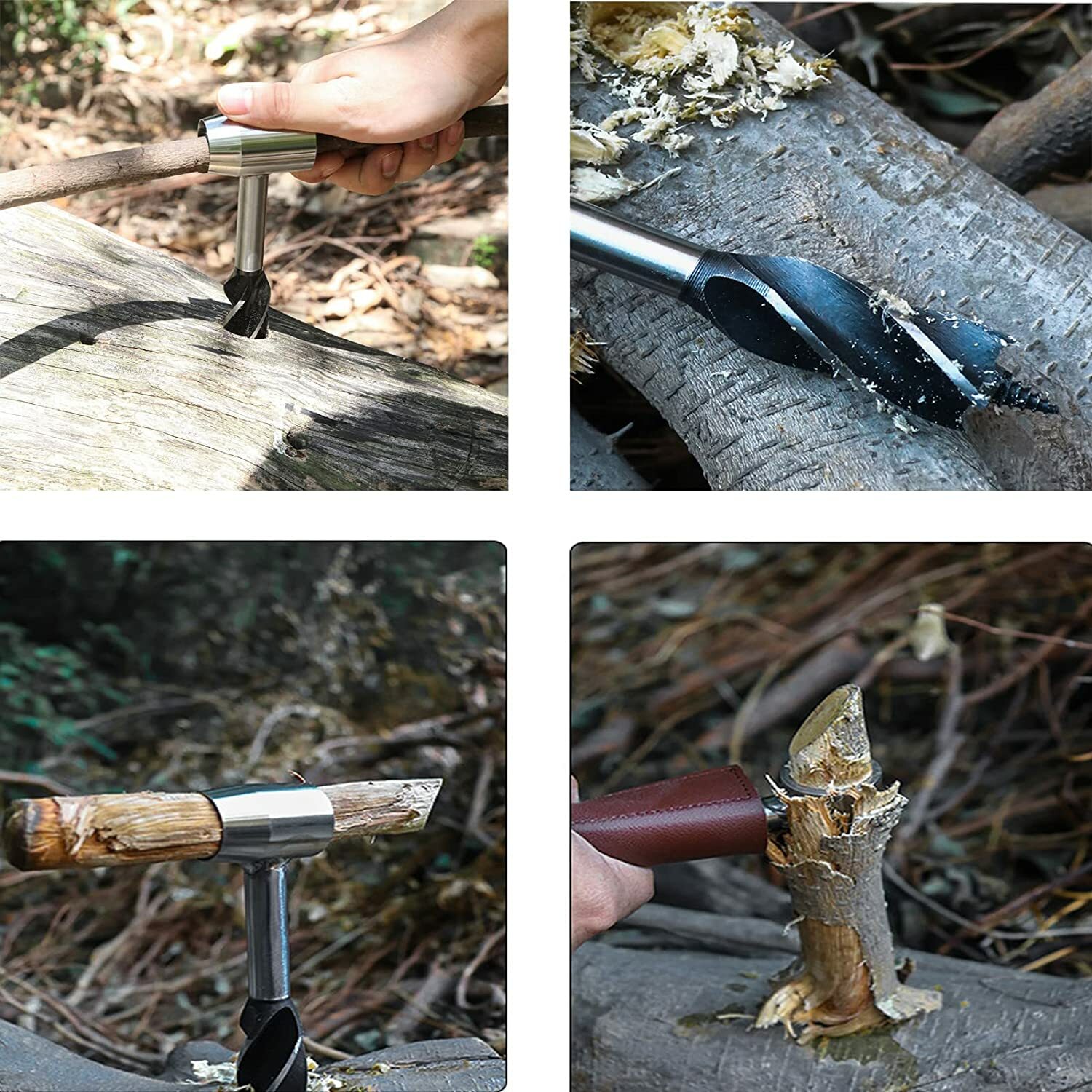 Bushcraft hand auger settlers wrench manual hole drill for survival & camping