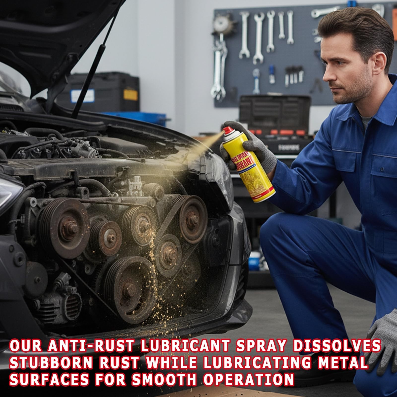 2-in-1 Rust Remover Anti-Rust Lubricant Spray for Metal Tools Vehicles 6.1oz
