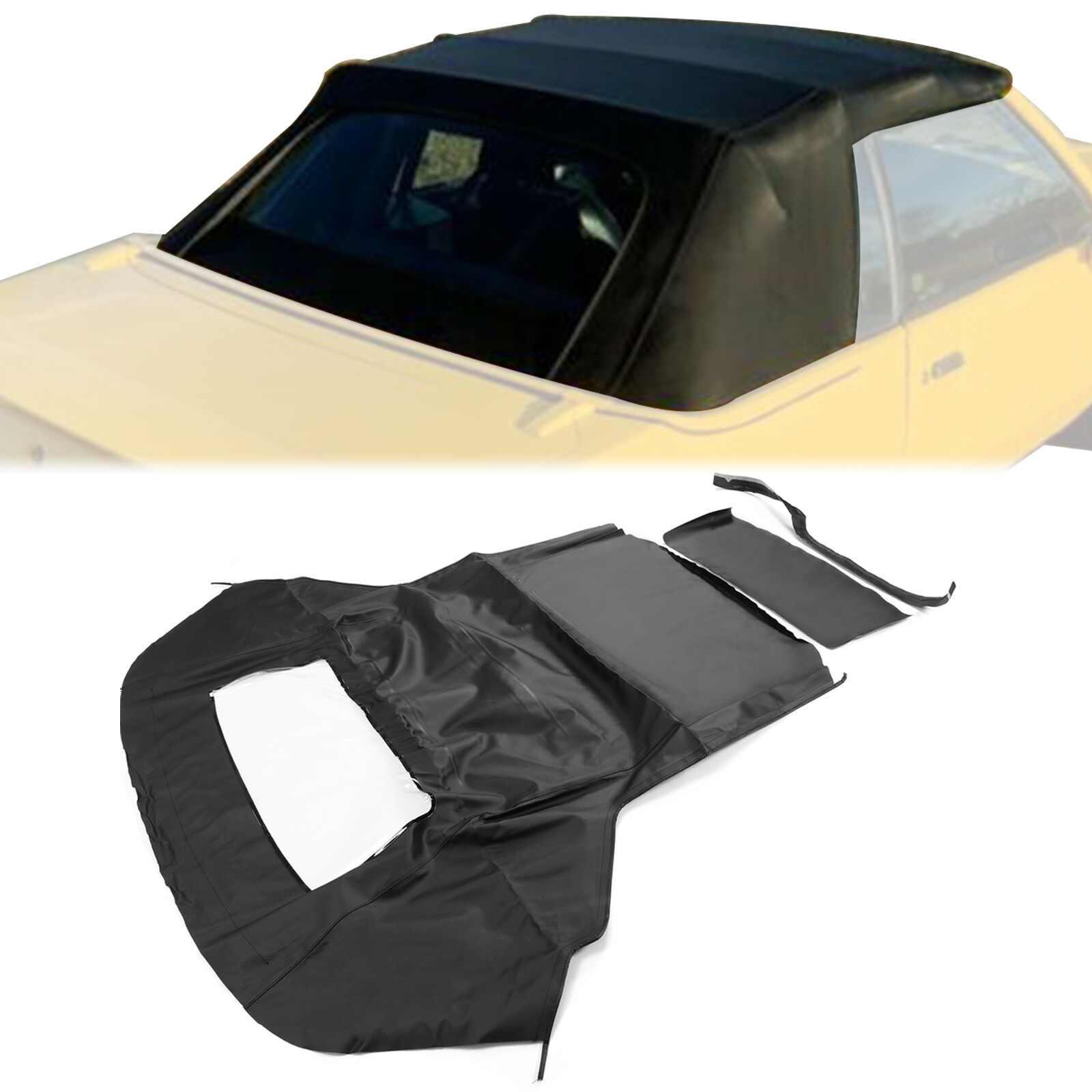 Black Soft Top with Plastic Window FOR 1983-90 1993 Ford Mustang Convertible 2DR