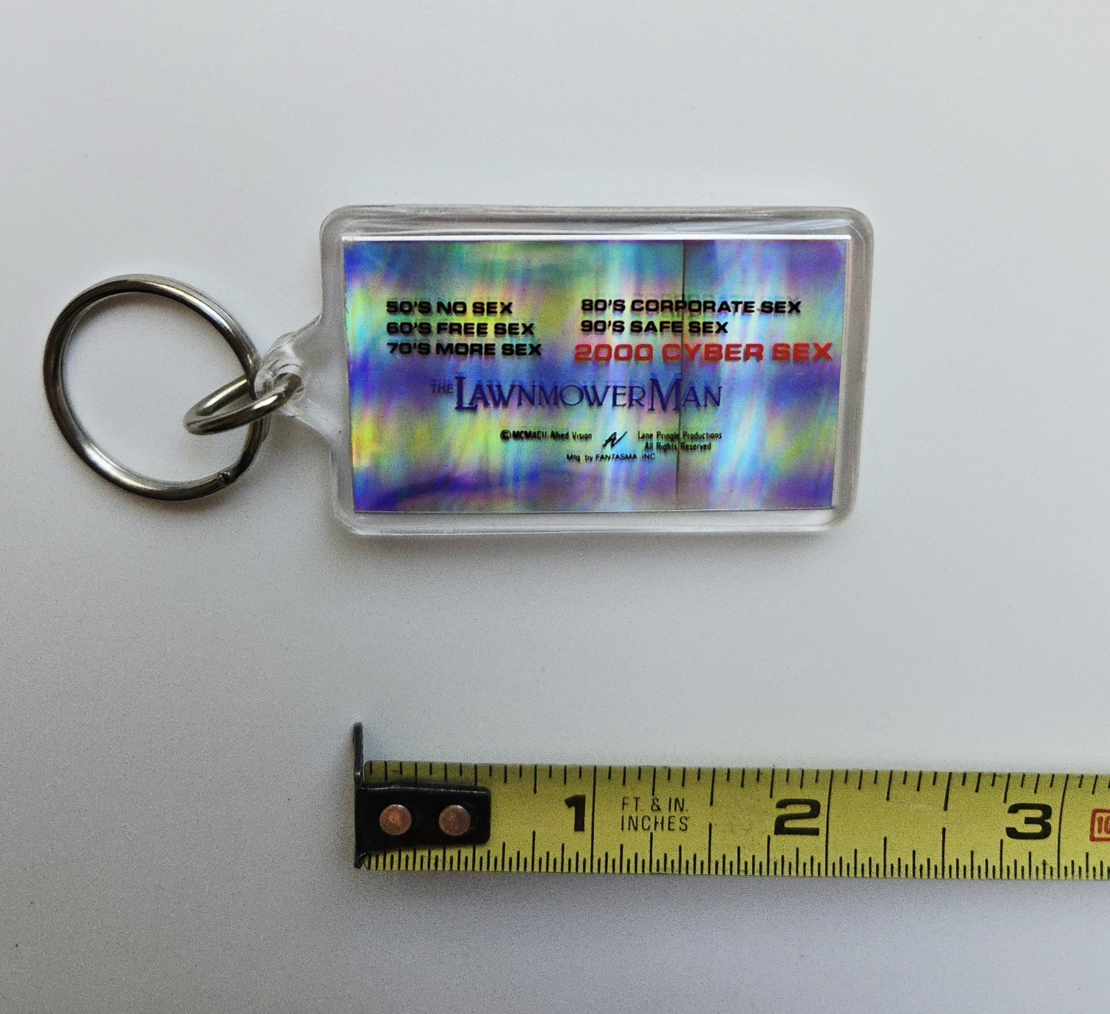 VINTAGE 1992 THE LAWNMOWER MAN MOVIE PROMO HOLOGRAM KEYCHAIN STEPHEN KING HORROR