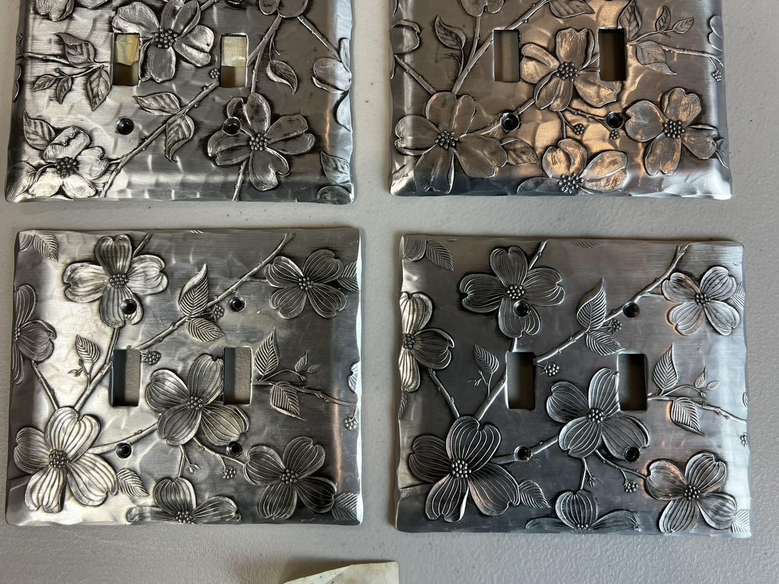 (6) Wendell August Dogwood Design Pattern Forge Aluminum Toggle Switch Plate