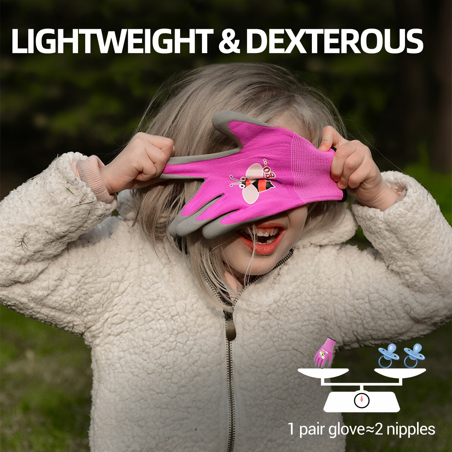 Vgo 1/3Pairs Age 3-9 Kids Latex Gardening Gloves Work Gloves(KID-RB6013)