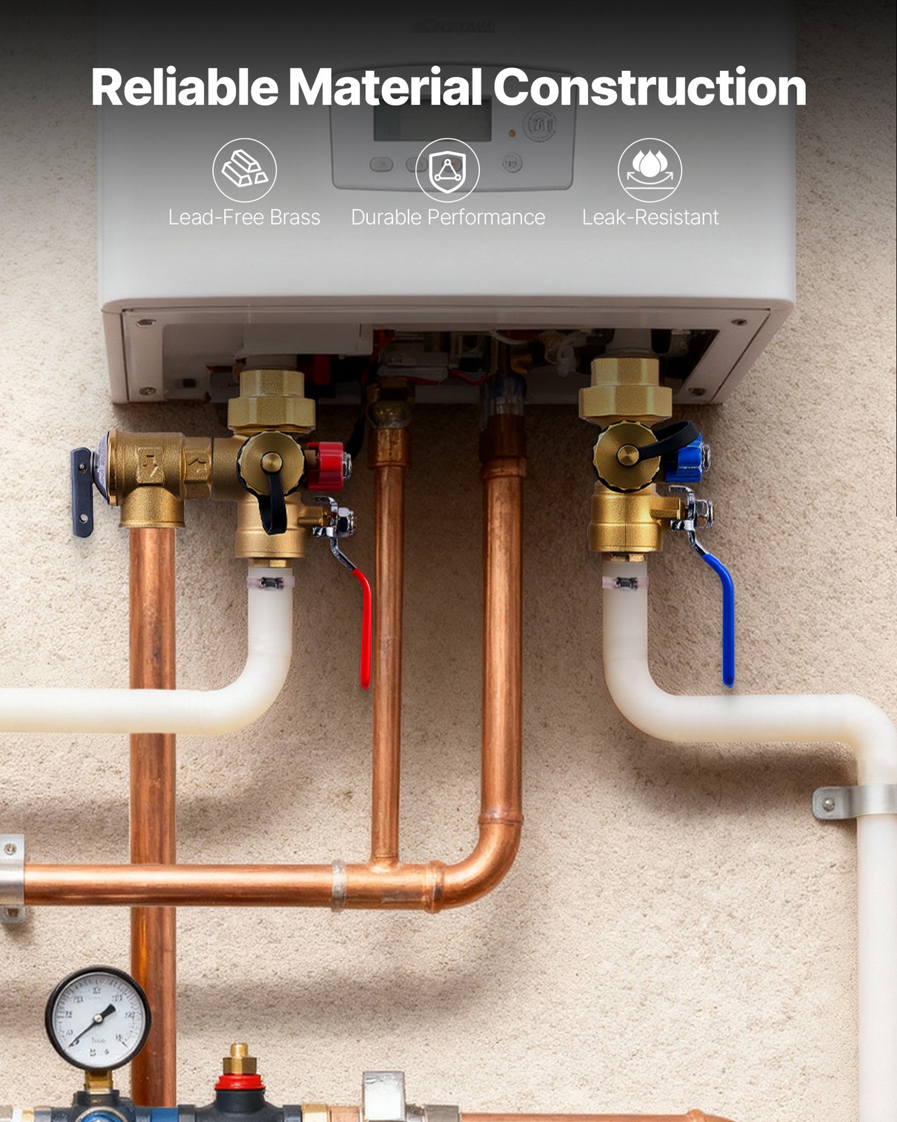 VEVOR Water Heater Kit 3/4" Water Heater Flush Kit with 2PCS Isolation Valves