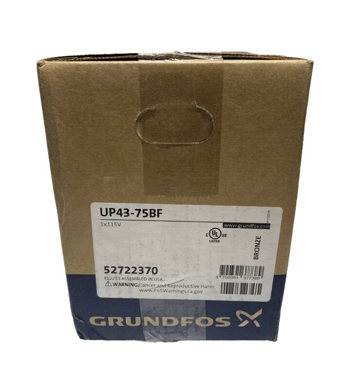 Grundfos 52722370, UP43-75BF Bronze Circulator Pump, 1/6 HP, 115V Pump New