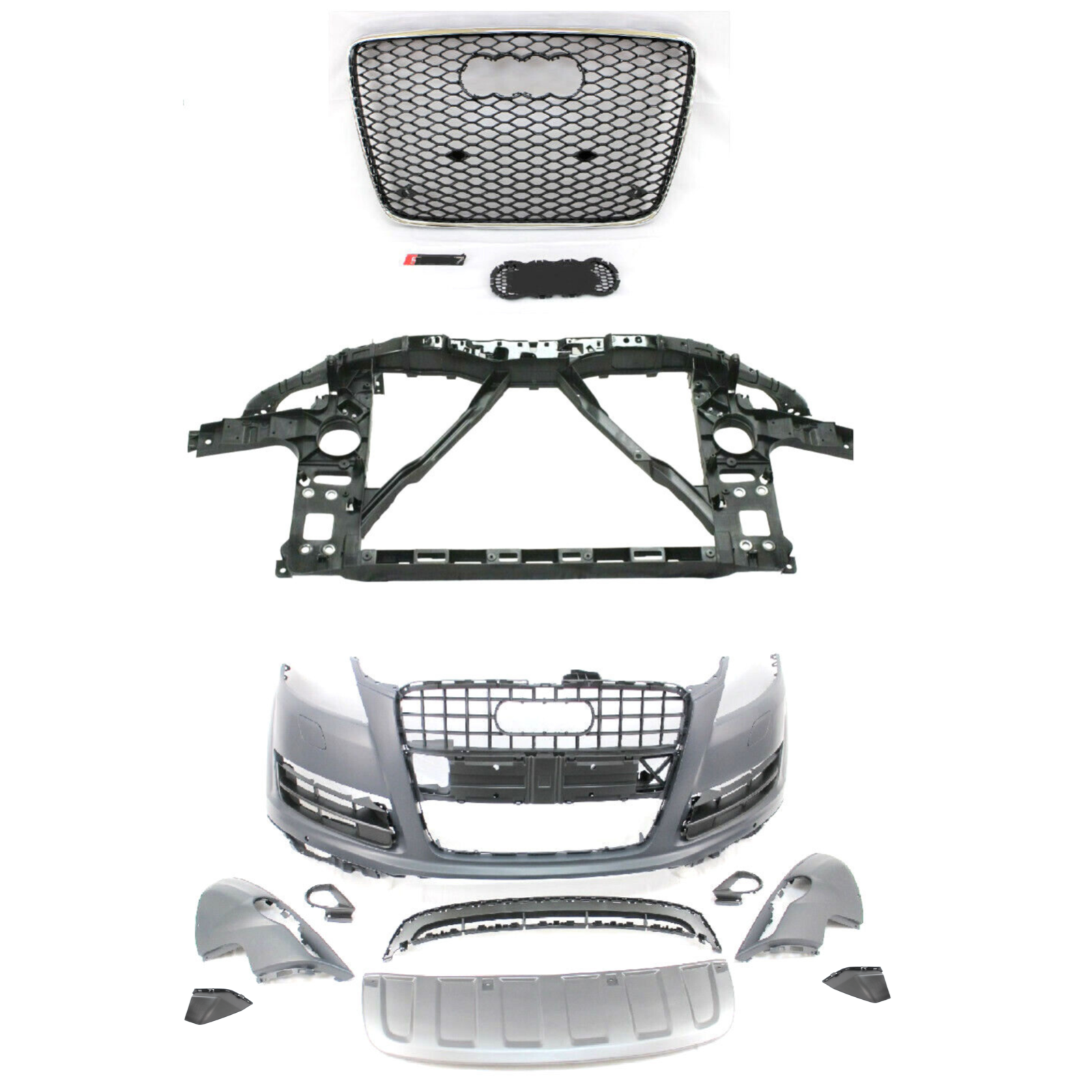 2010- 2015 Q7 Front Bumper cover grille lower spoiler radiator support 14pc kit