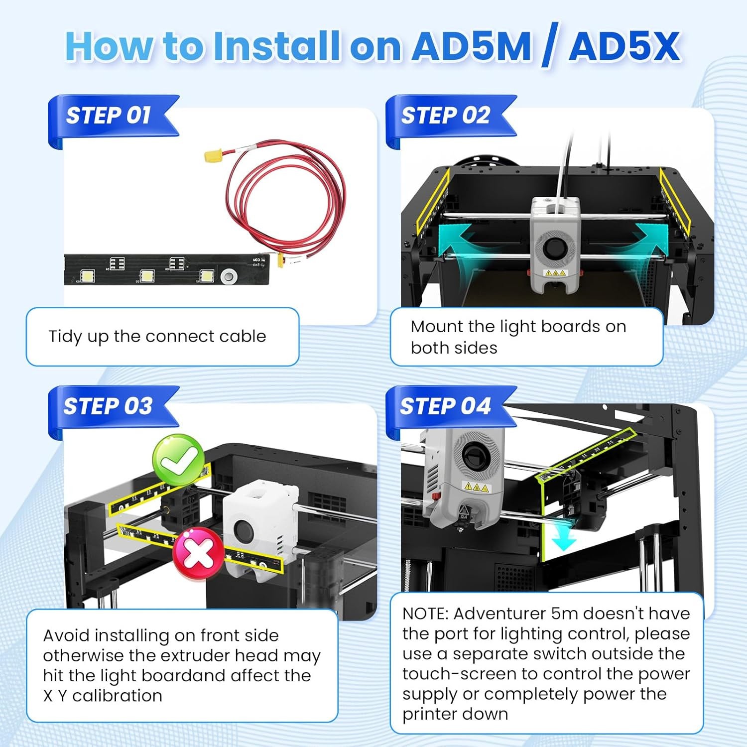 FLASHFORGE LED Strip Kit 24V LED Light Board 3D Printer Acessary for AD5X/5M/5MP