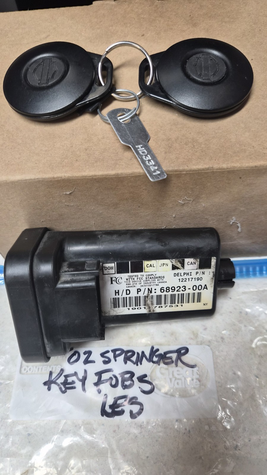 2002 Harley Davidson Security Control Unit TSSM ECU Module 68923-00A w New Fobs.