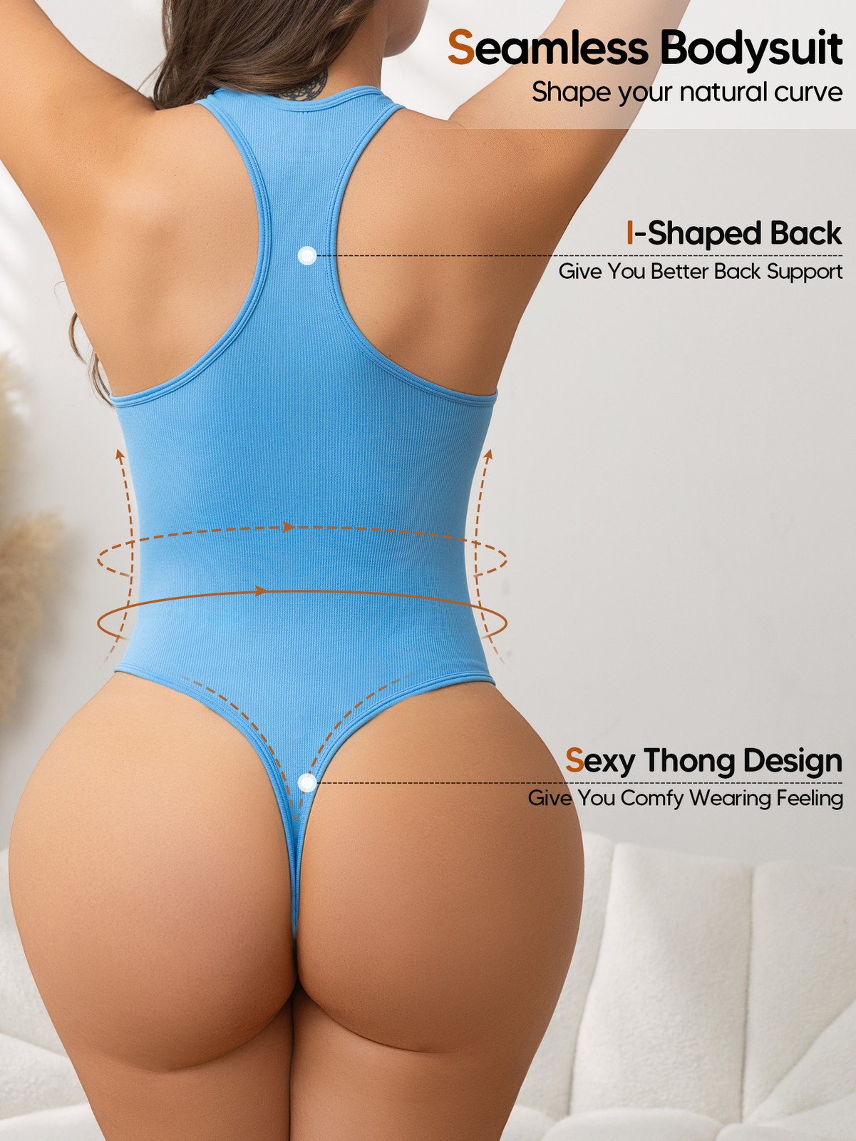 Bodysuit for Women Ribbed Fitted Racerback Sleeveless Tank Top Bodysuits Basic