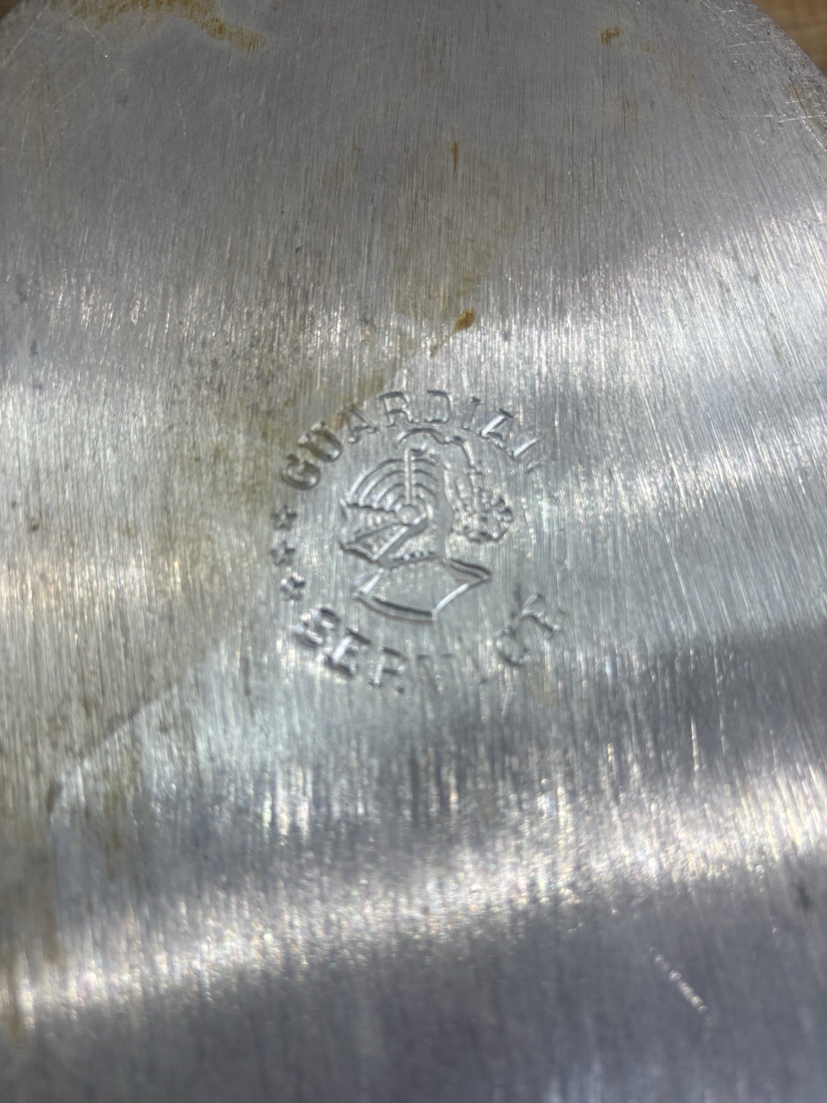 Vintage Hammered Aluminum Guardian Service Cookware Triangular Pot/Glass Lid