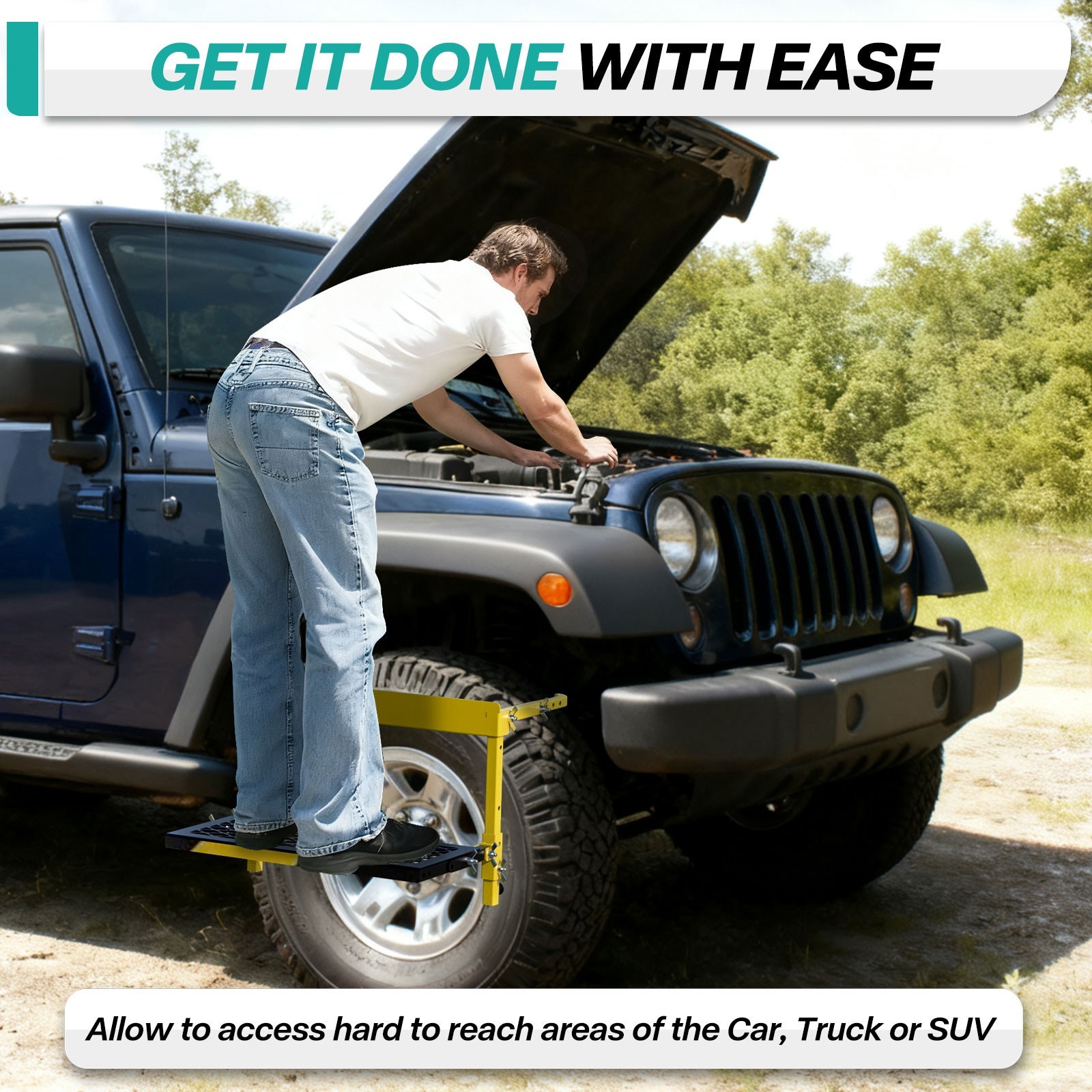 Adjustable Folding Truck Tire Step RV SUV Mounted Tirestep Over Wheel, Non-Slip