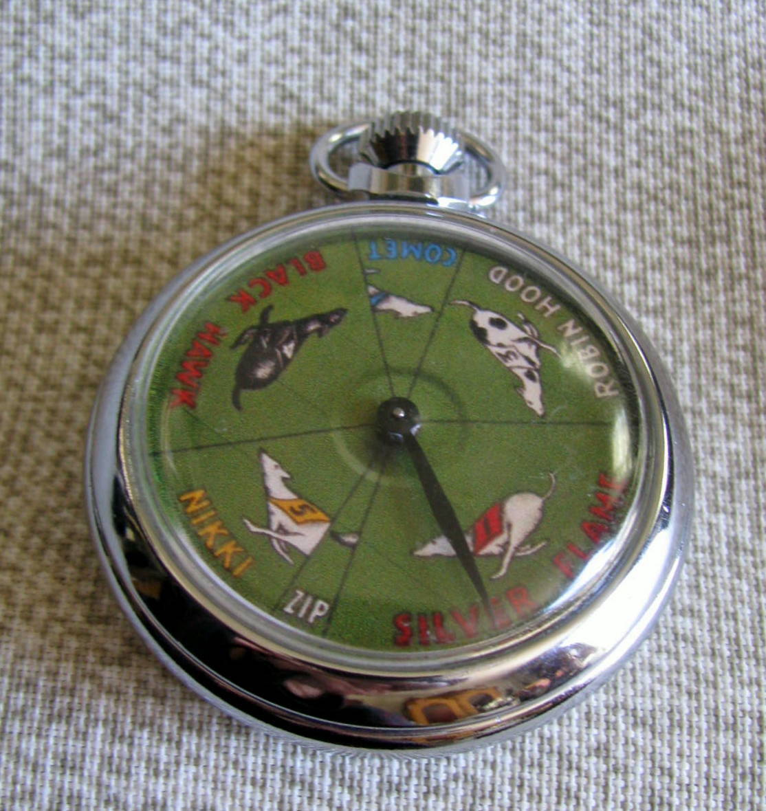 FINE GREY HOUND 6 DOG RACING POCKET WATCHSIZE VINTAGE MECHANICAL GAMBLING DEVICE