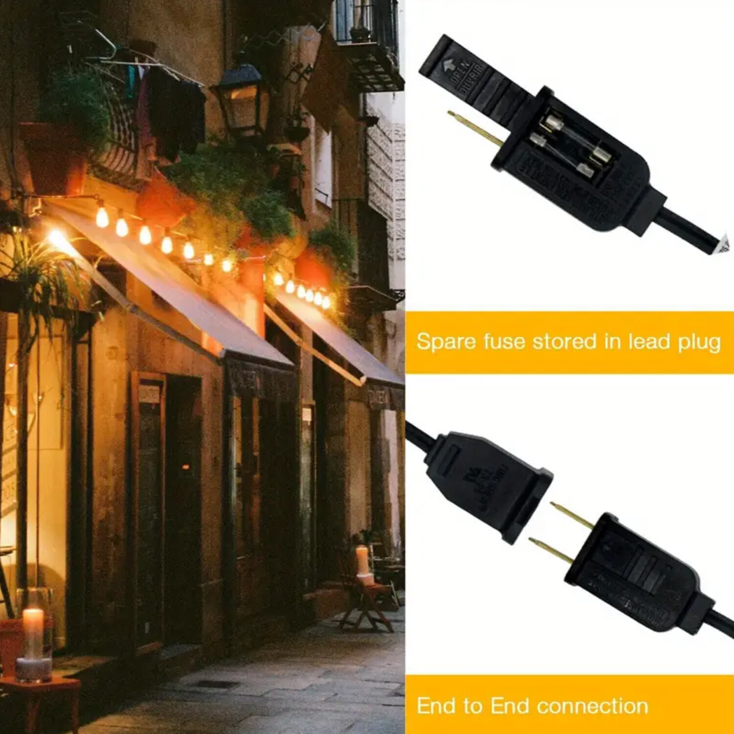 LED Outdoor String Lights, ST38 LED Patio Lights with E12 Edison Vintage Bulbs
