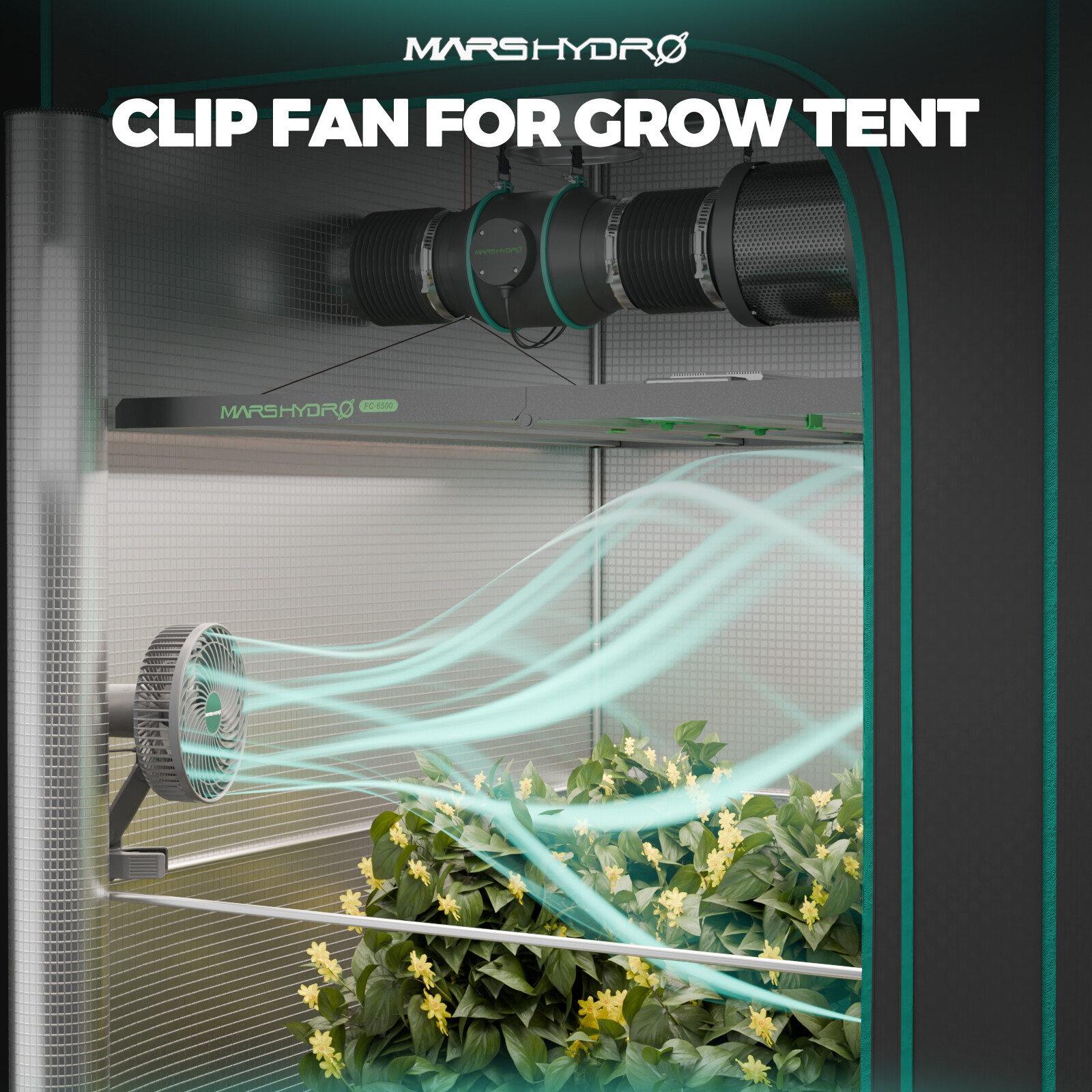 Mars Hydro 6-Inch Grow Tent Clip Fan, App-Controlled Oscillating