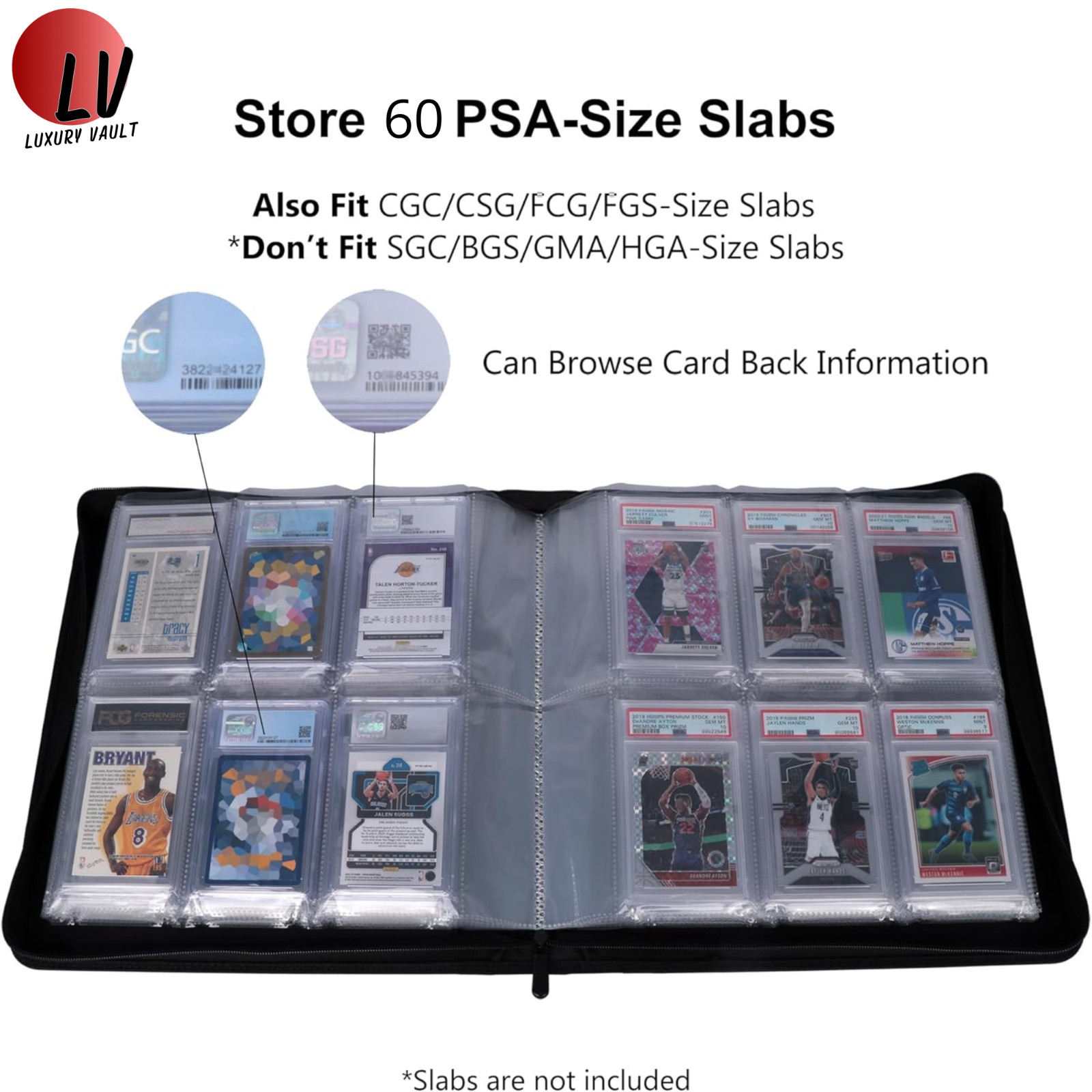 PSA Slab Binder 60 Card Holder Graded Card Album Display Case CGC BGS CSG Zipper