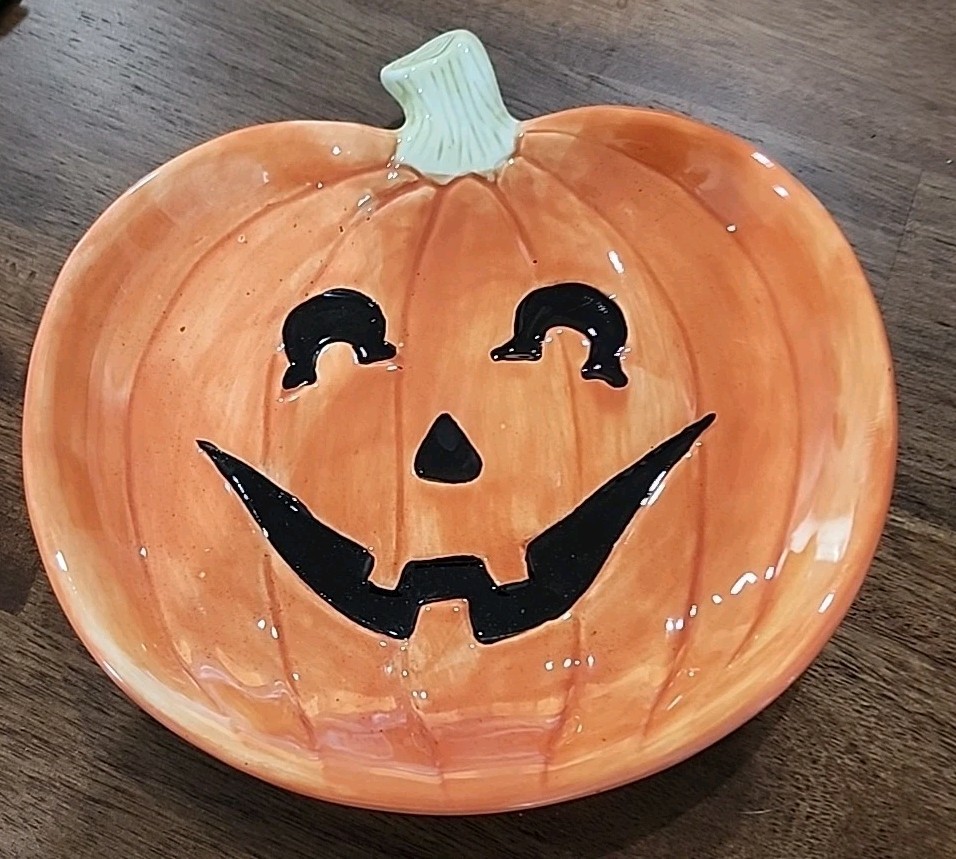 Fitz And Floyd Pumpkin Jack-O-Lantern Plate 1987