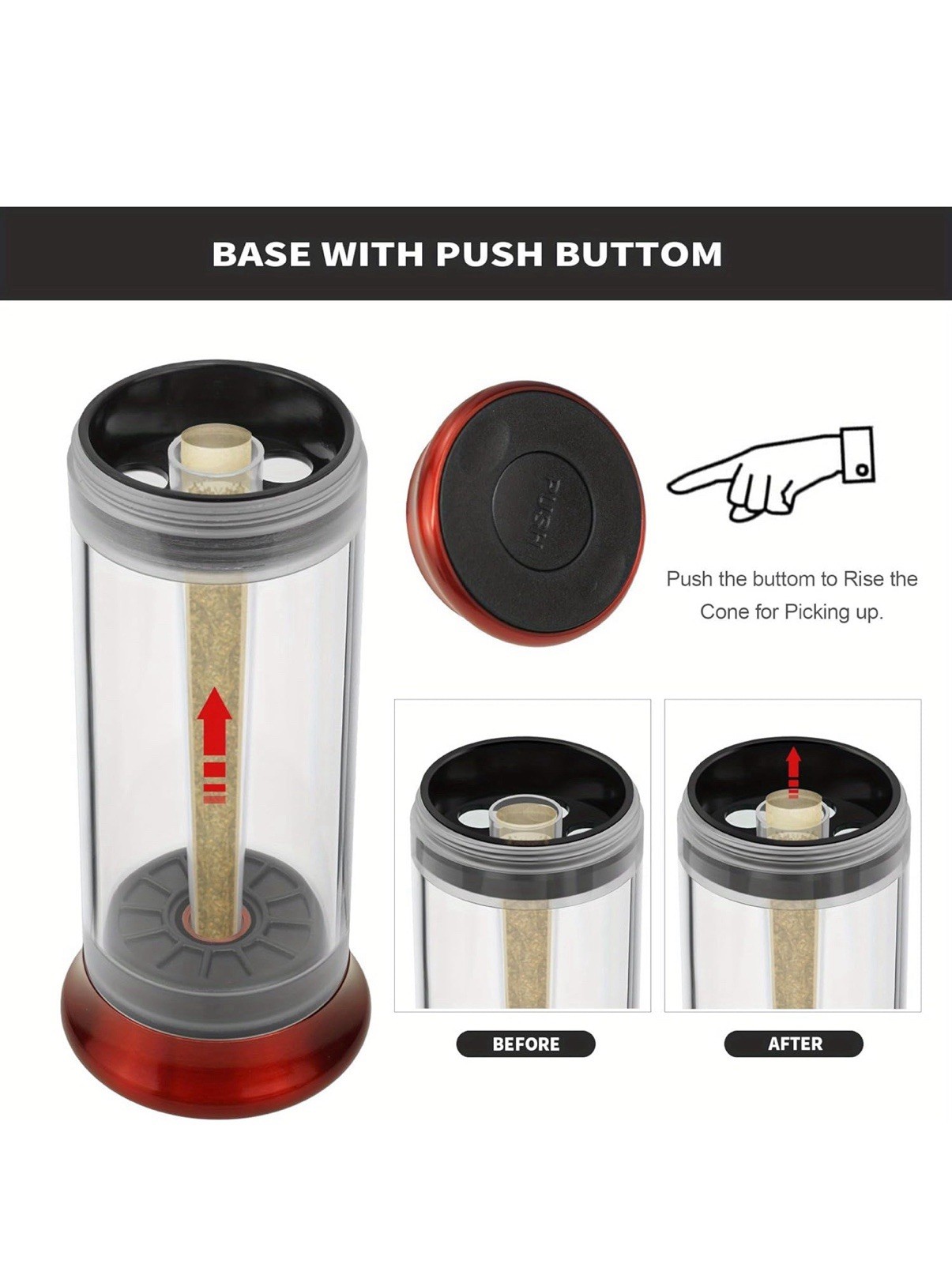 Herb Spice Tobacco Grinder and Cone Filler Rolling Machine Red