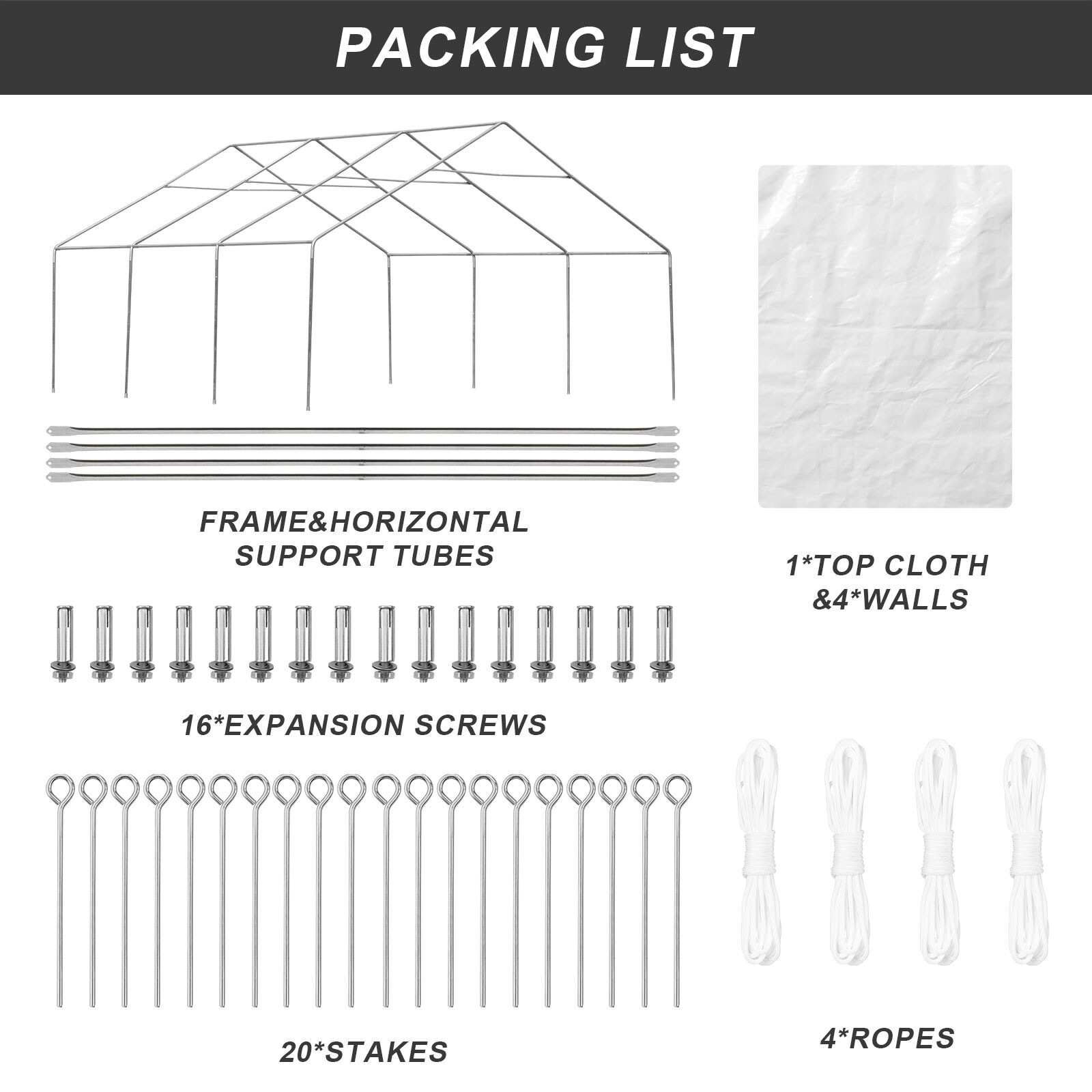 Aoodor 20'x20' Outdoor Party Tent Heavy Duty Wedding Canopy Gazebo Waterproof