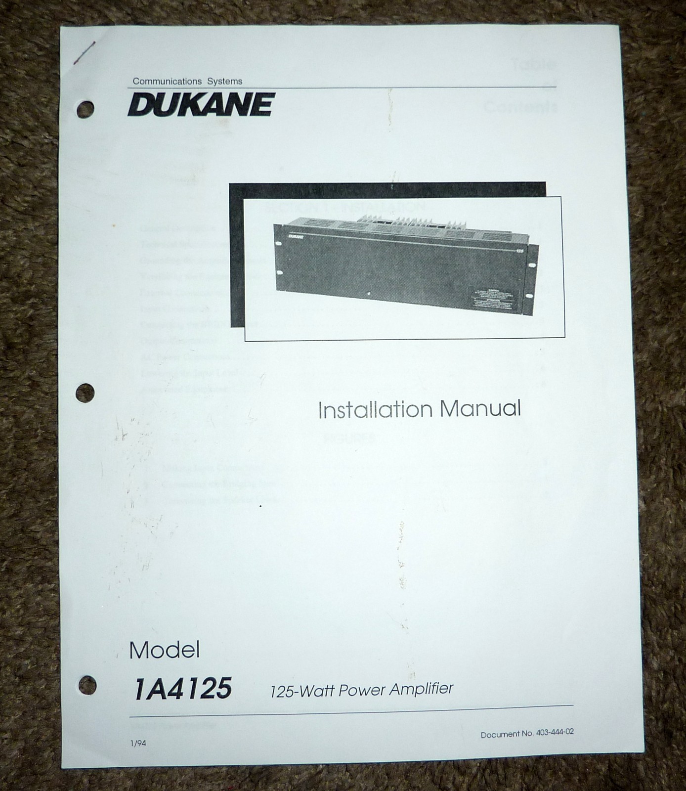 Dukane Model 1A4125 Power Amplifier 125W NOS w/ Manual
