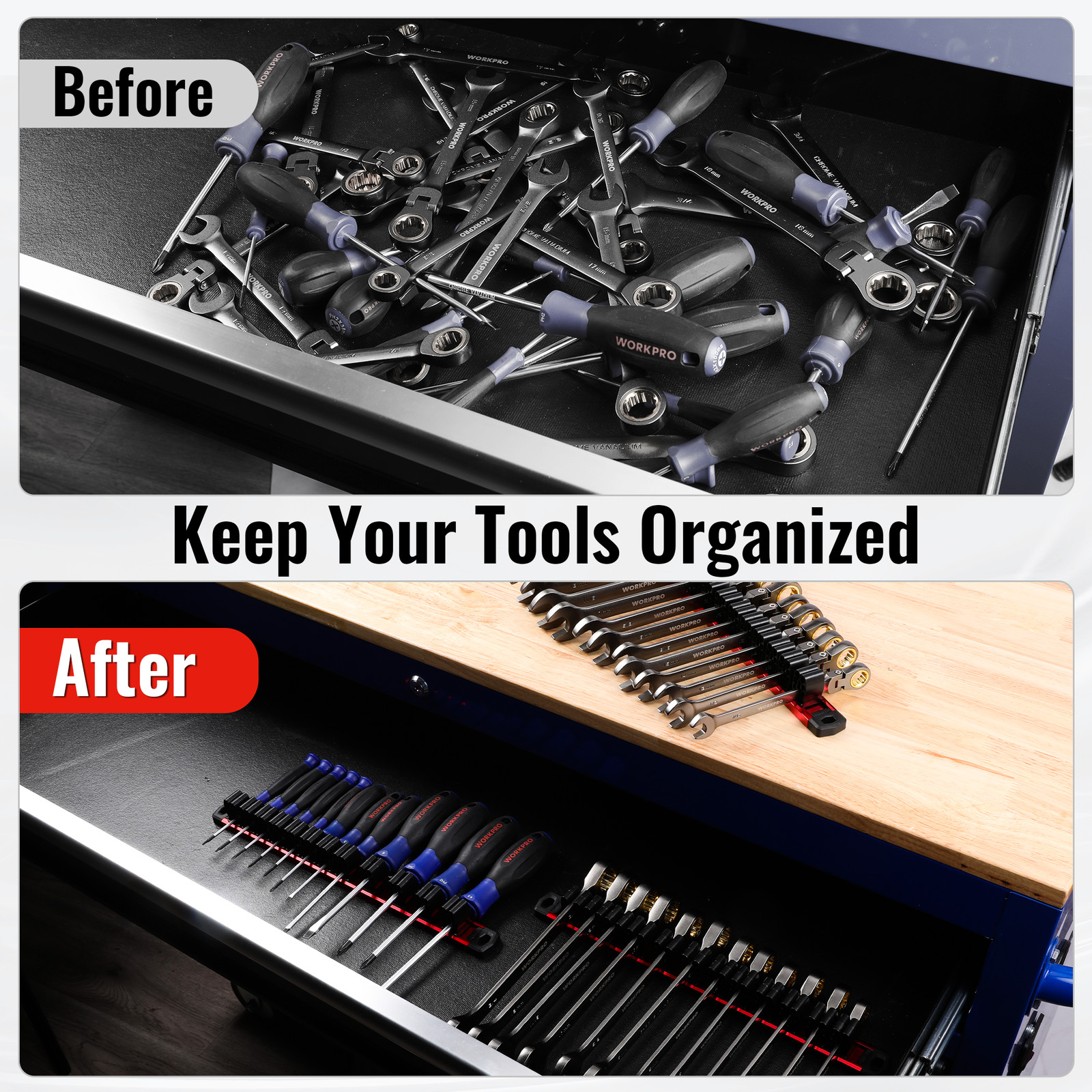 WORKPRO Magnetic Screwdriver Organizer&Wrench Organizer (Tools not Included) NEW